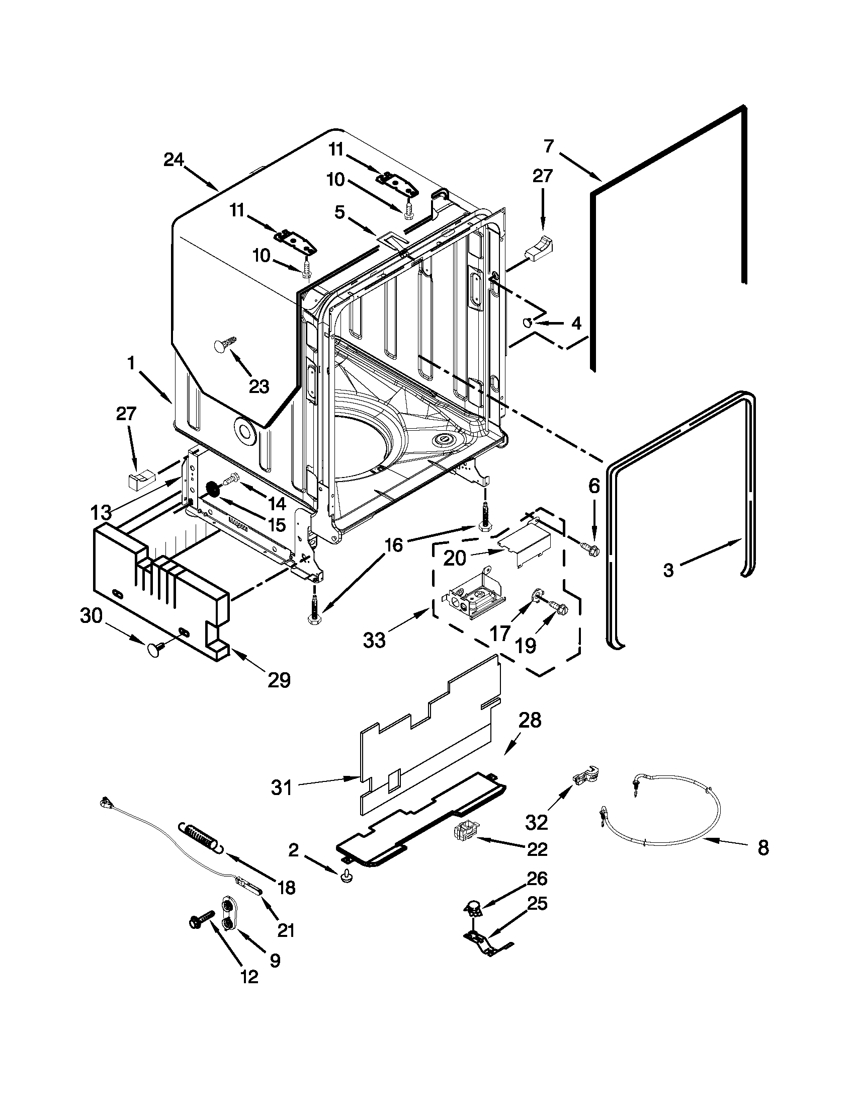 Tub and frame parts