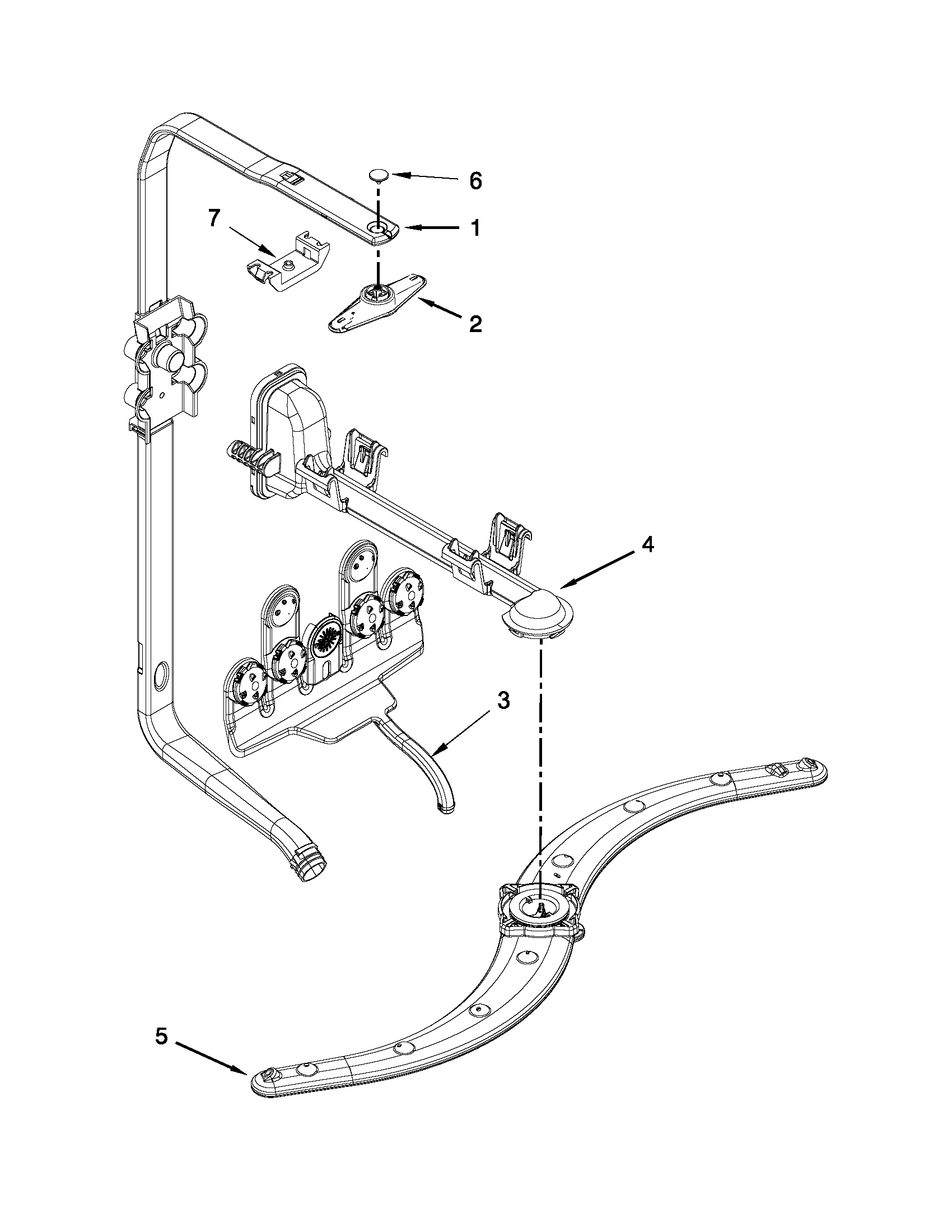 Upper wash and rinse parts