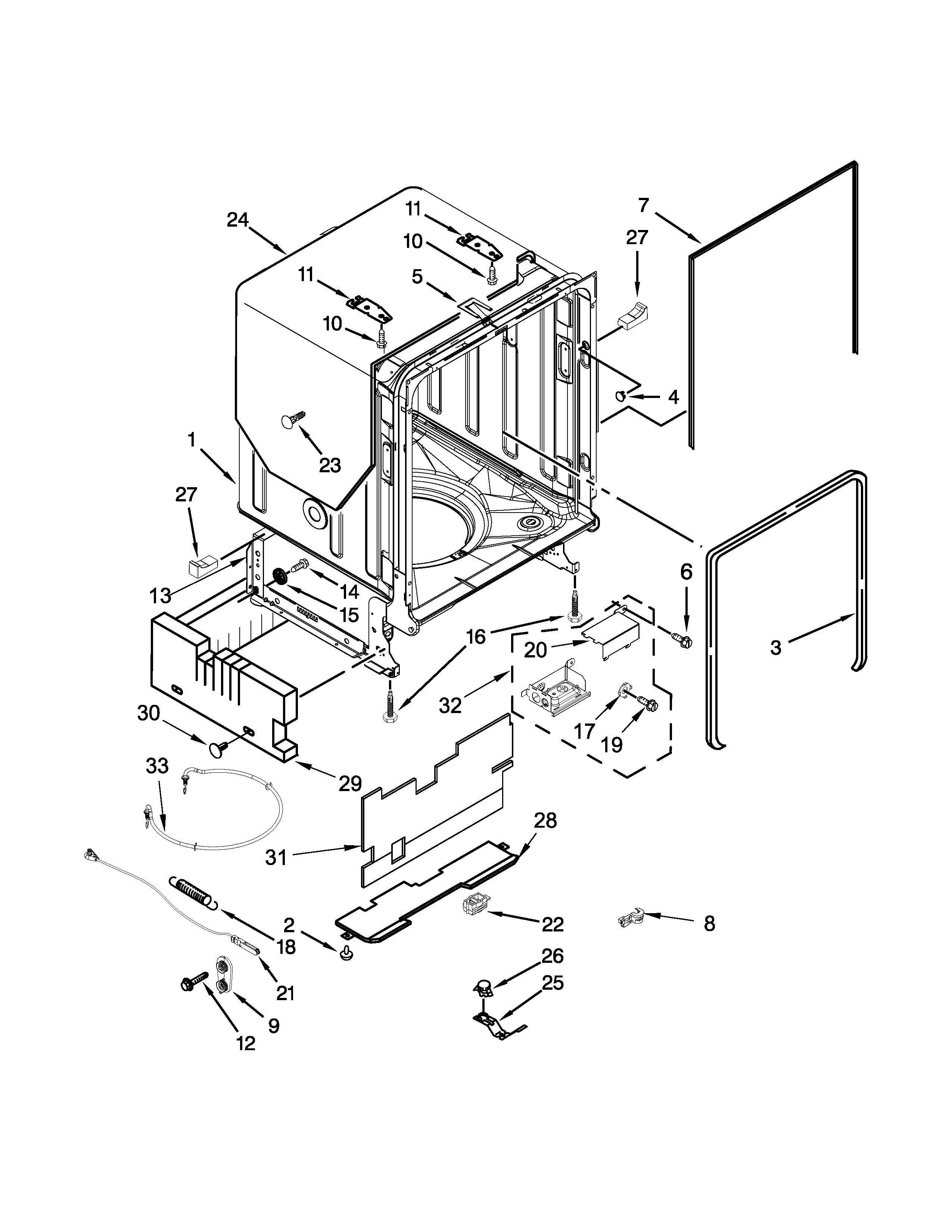 Tub and frame parts
