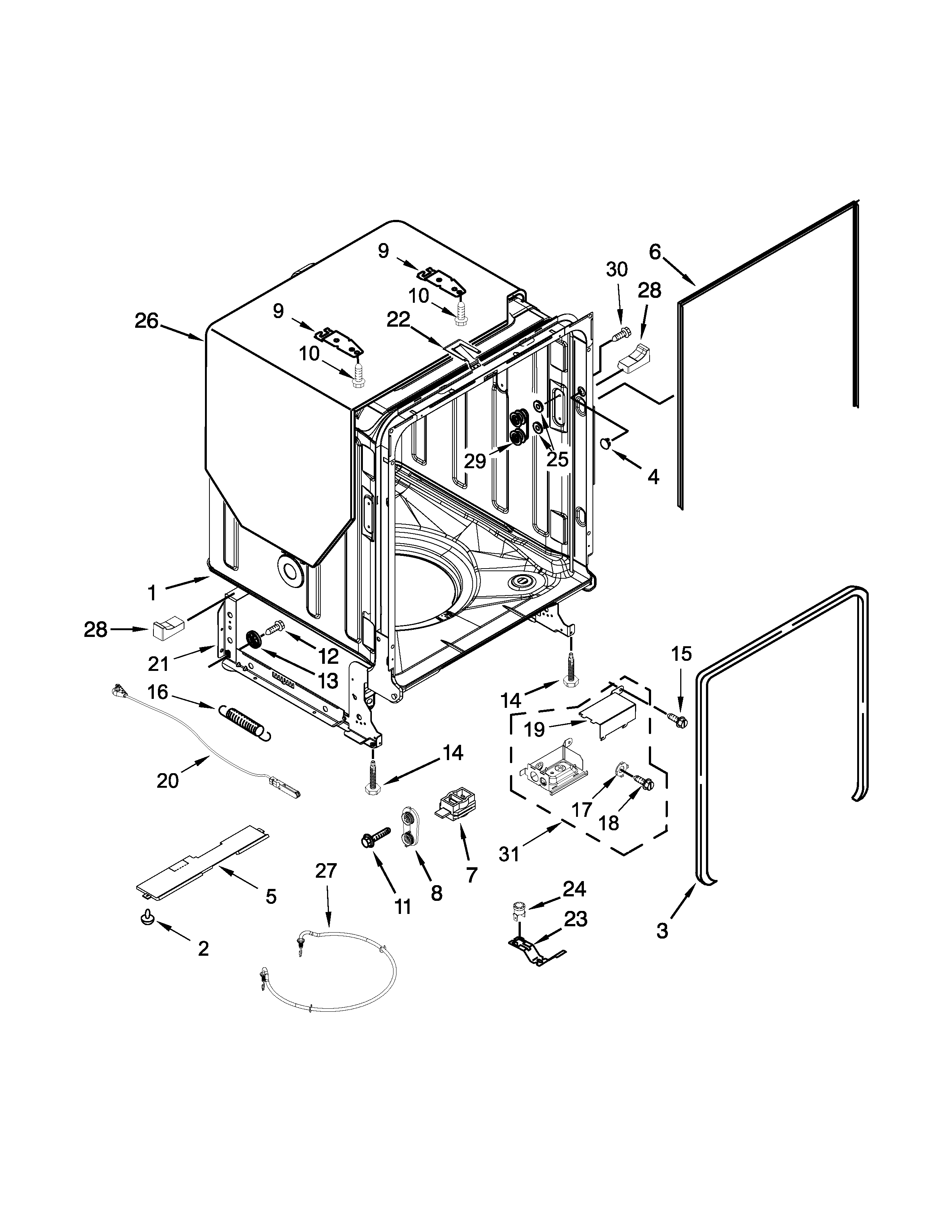 TUB AND FRAME PARTS