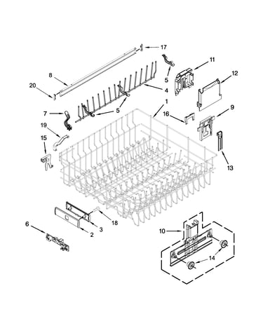 Upper rack and track parts