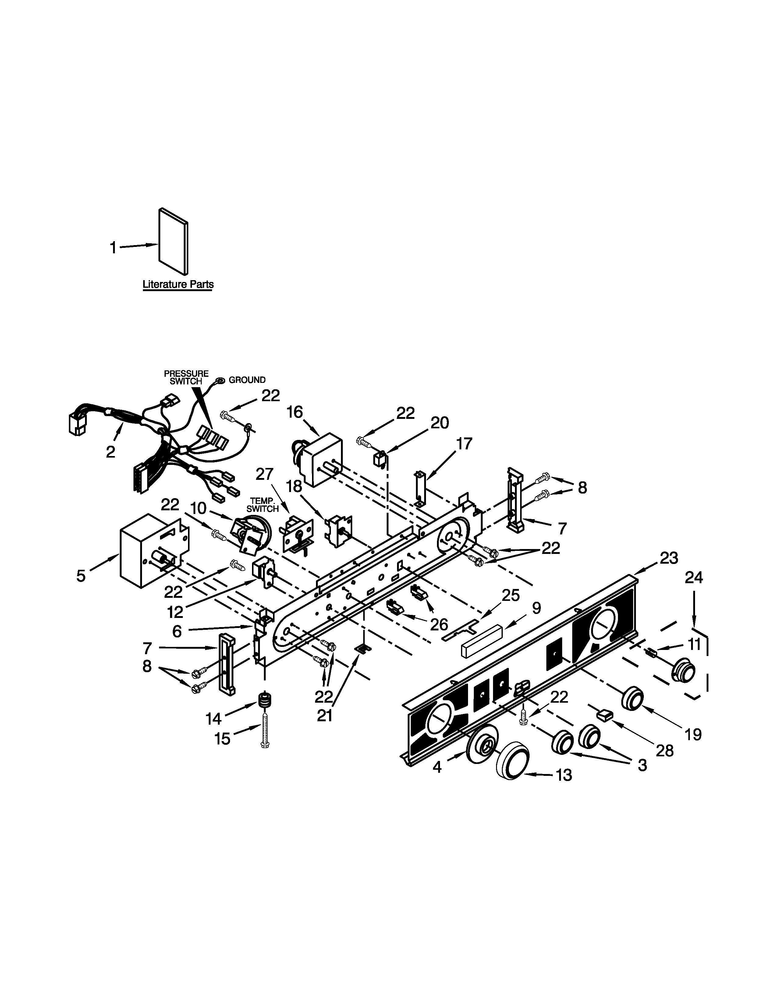 Washer/dryer control panel parts