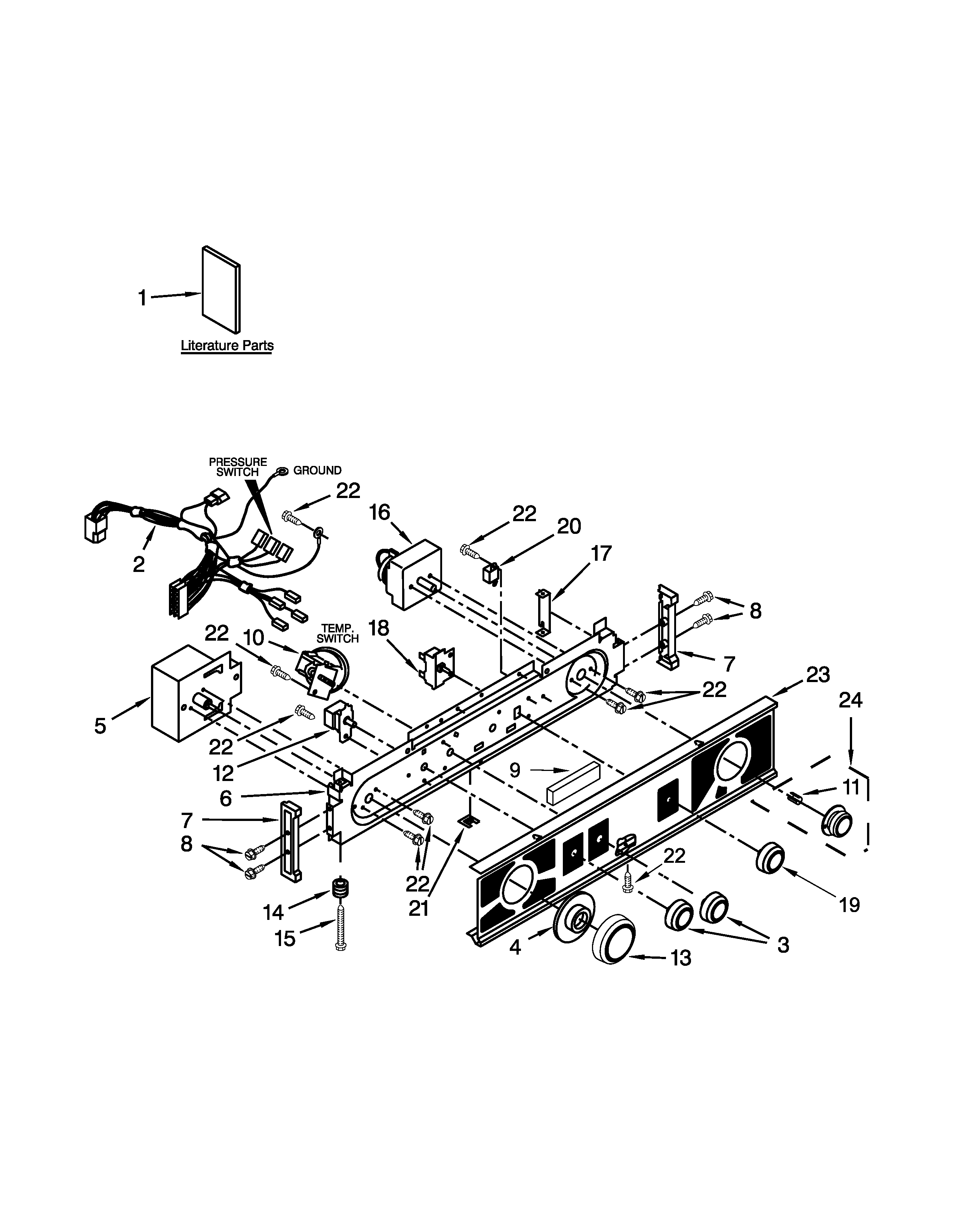 Washer/dryer control panel parts