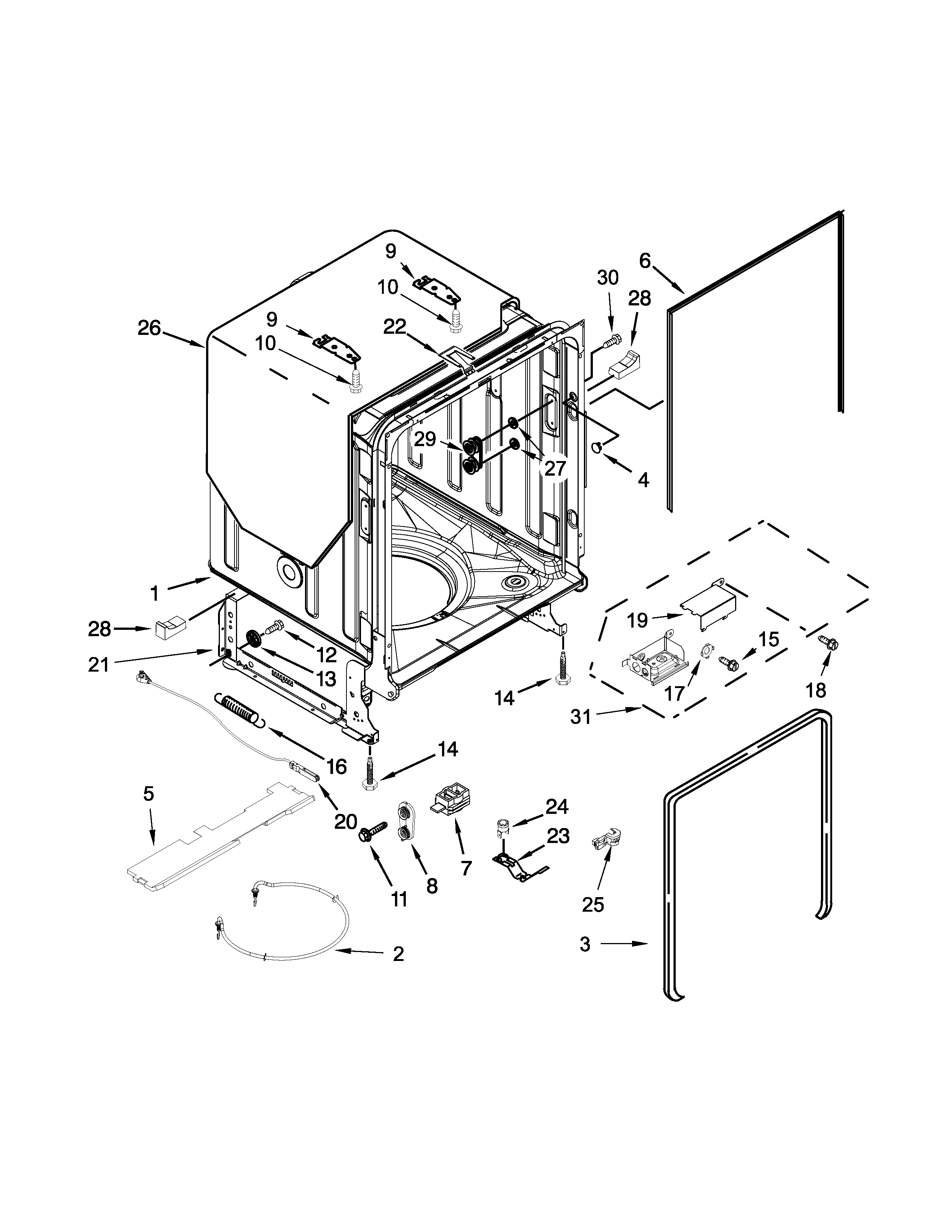 Tub and frame parts