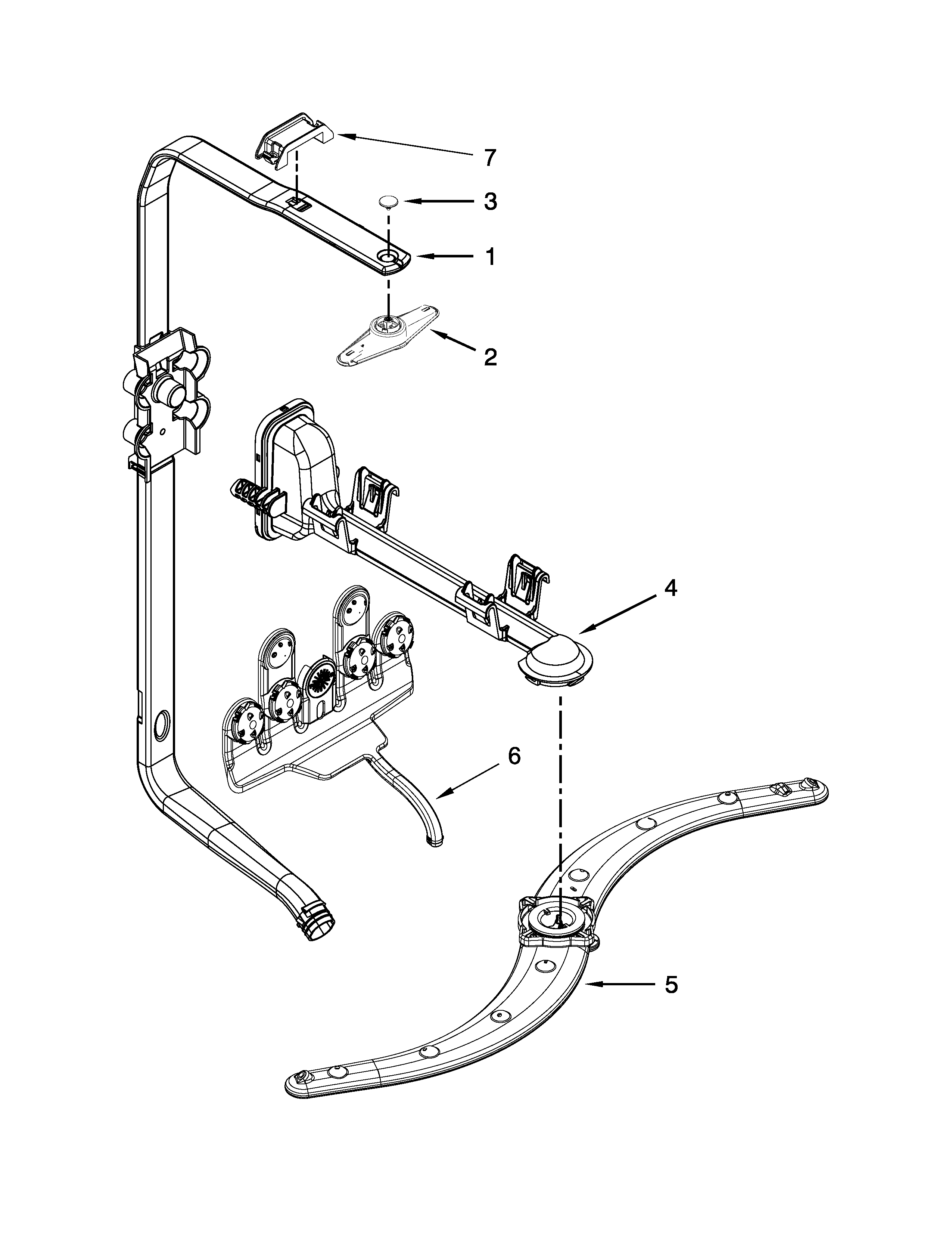 Upper wash and rinse parts
