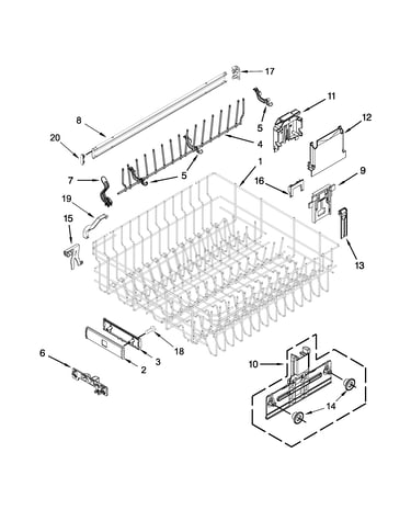 Upper rack and track parts