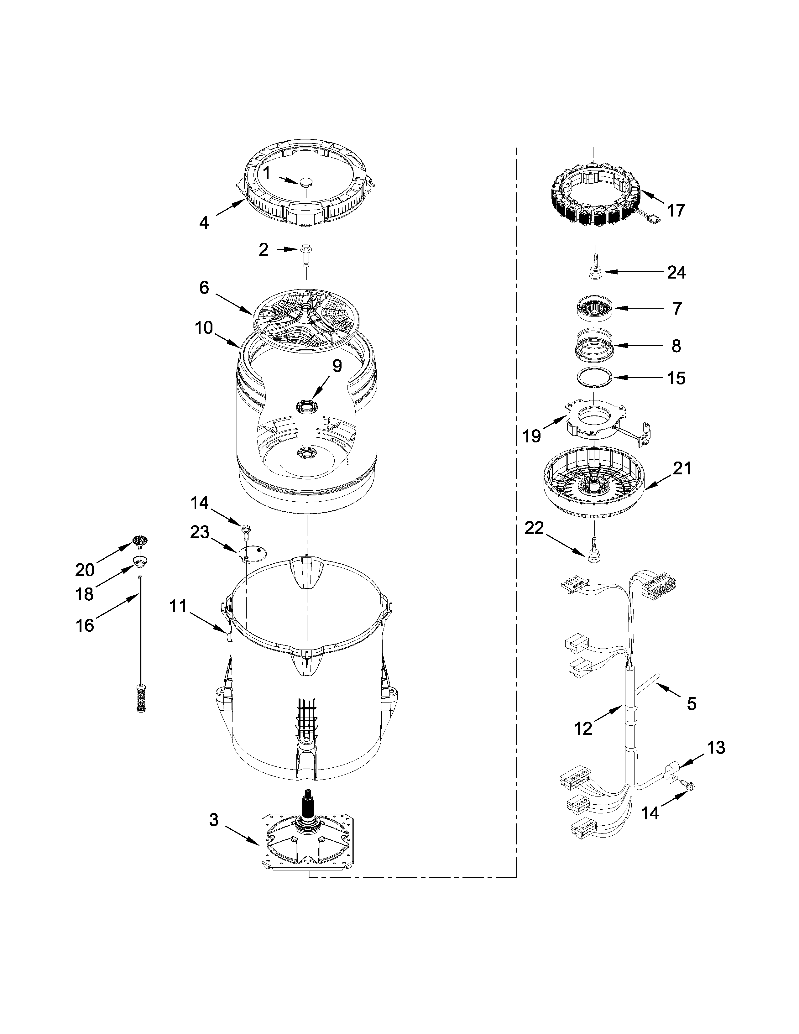 MOTOR, BASKET AND TUB PARTS