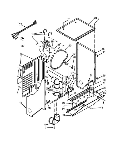 Dryer cabinet and motor parts