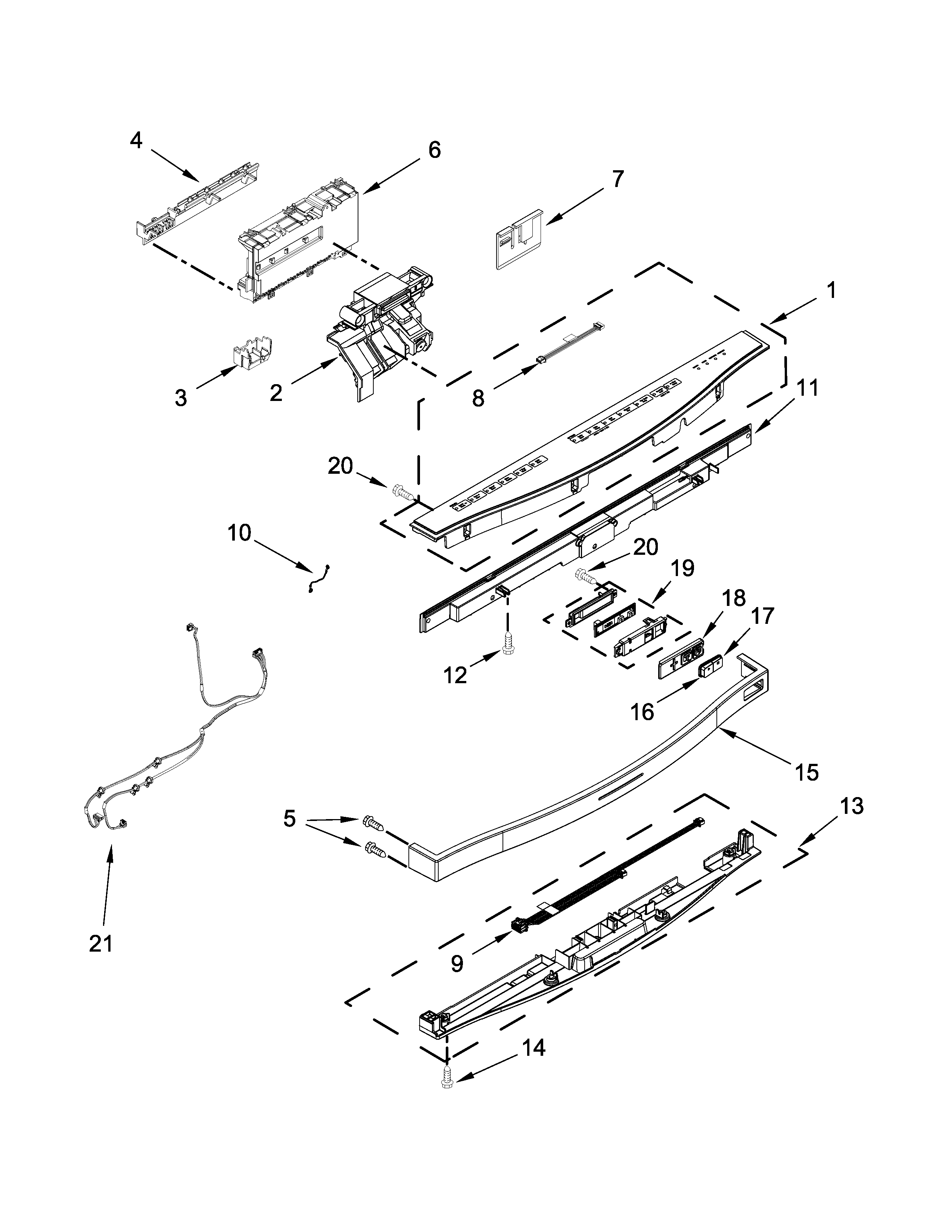 Control panel and latch parts