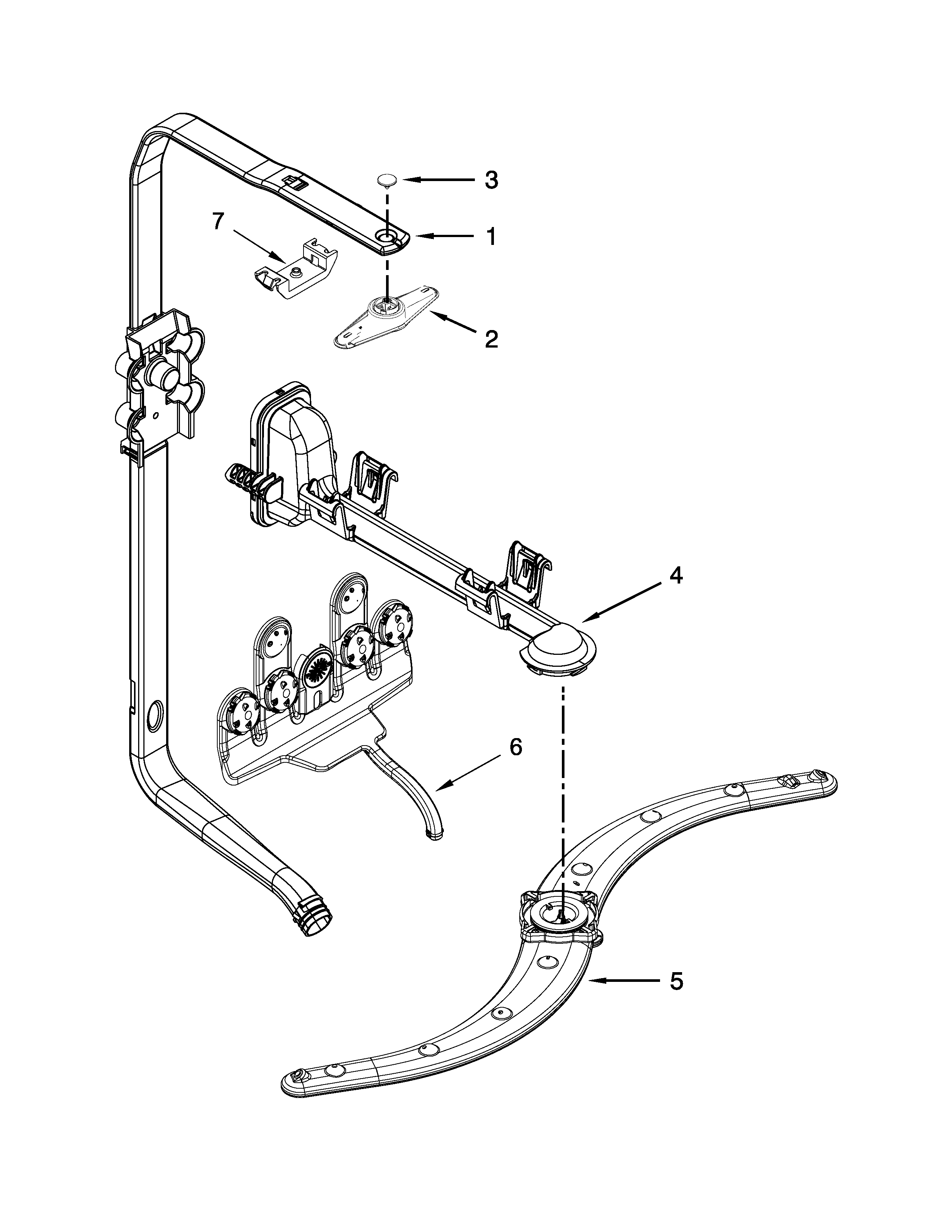 Upper wash and rinse parts
