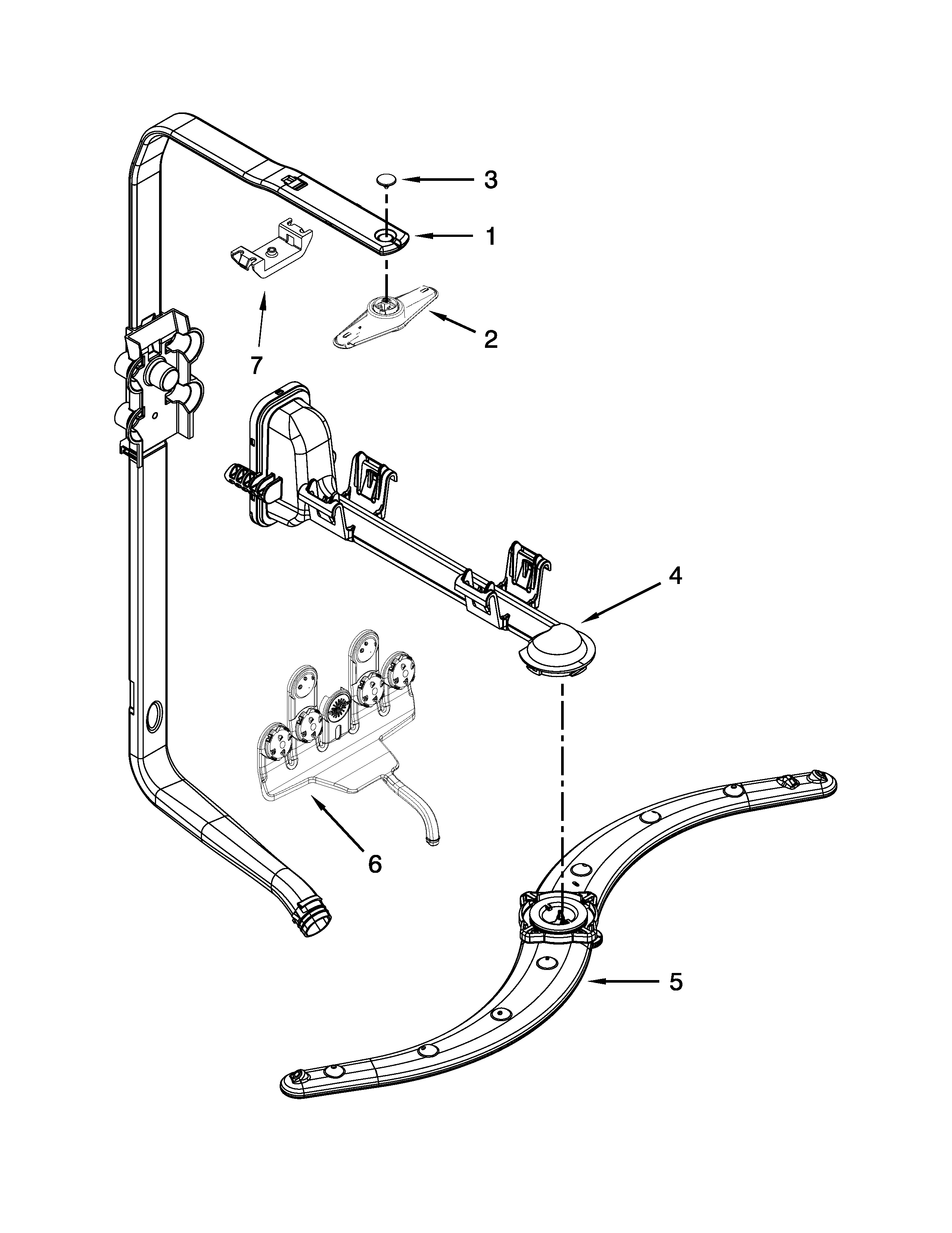 Upper wash and rinse parts