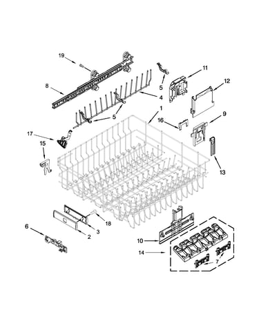 Upper rack and track parts