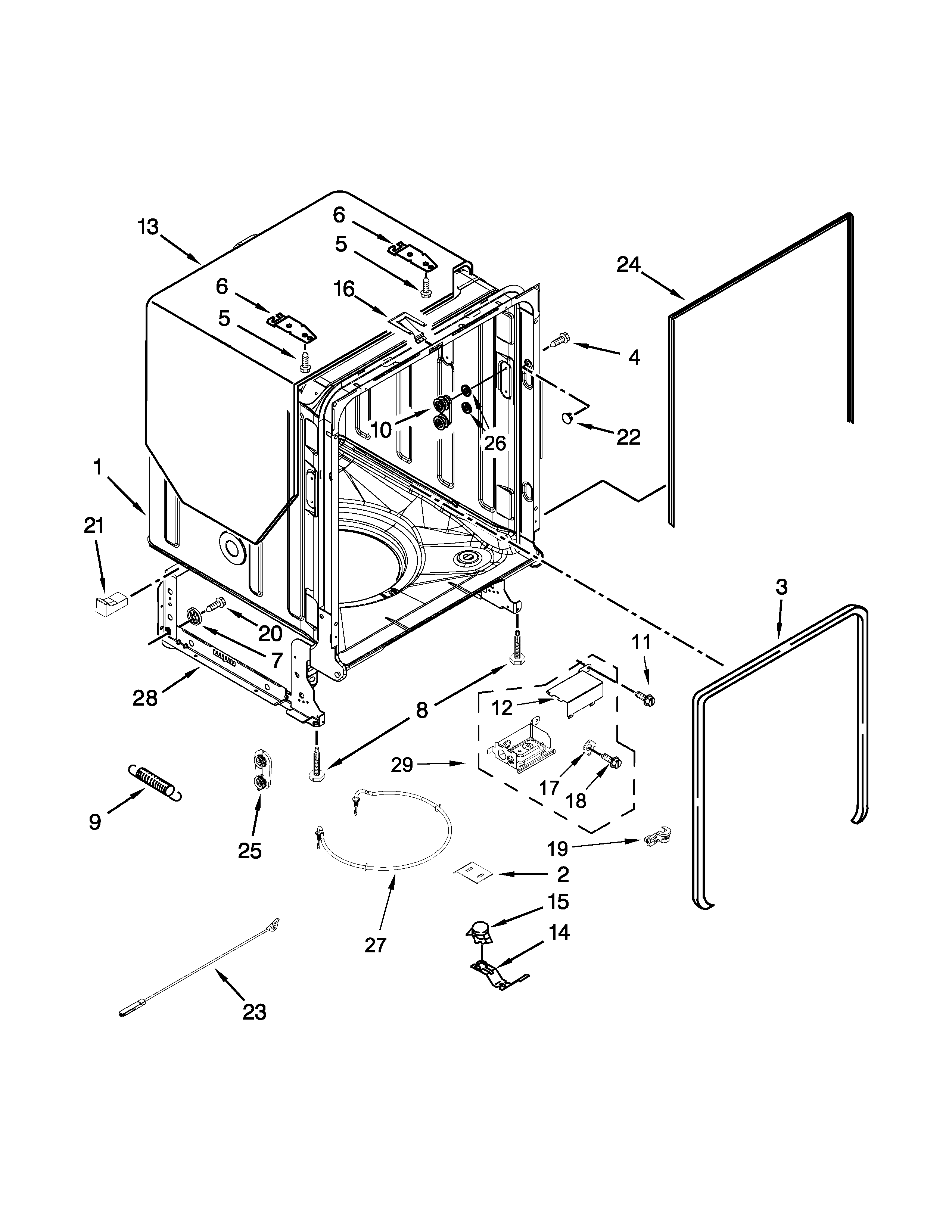 TUB AND FRAME PARTS