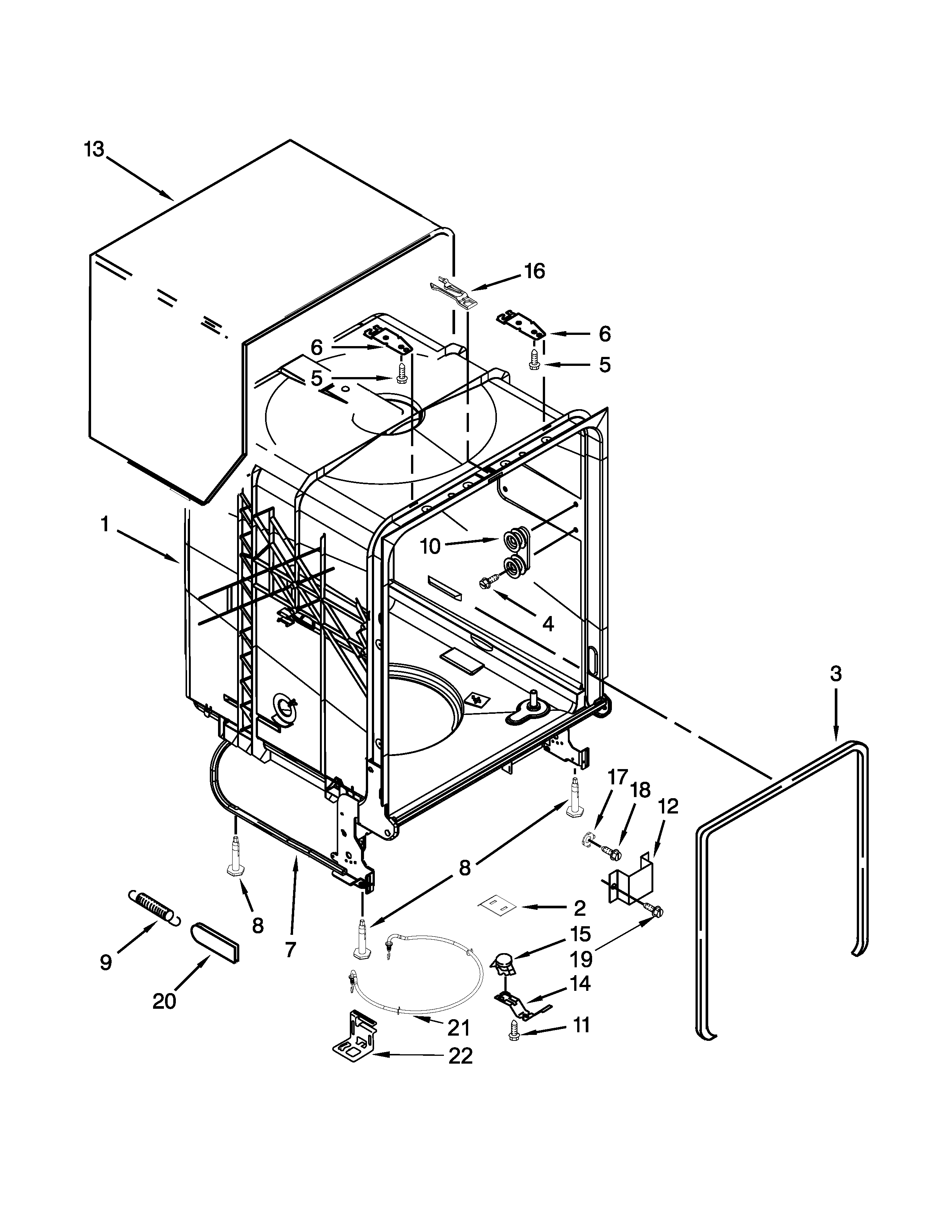 TUB AND FRAME PARTS