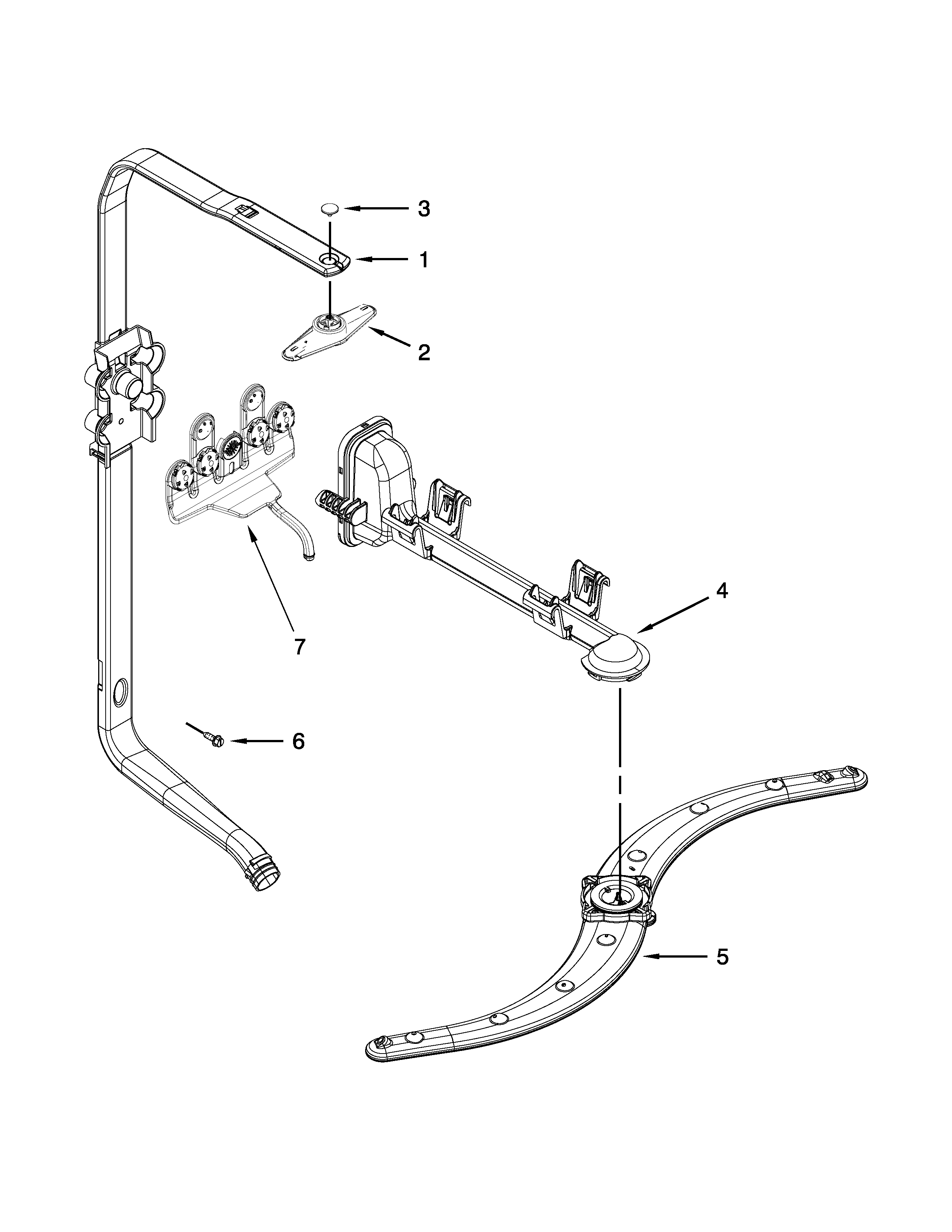 Upper wash and rinse parts