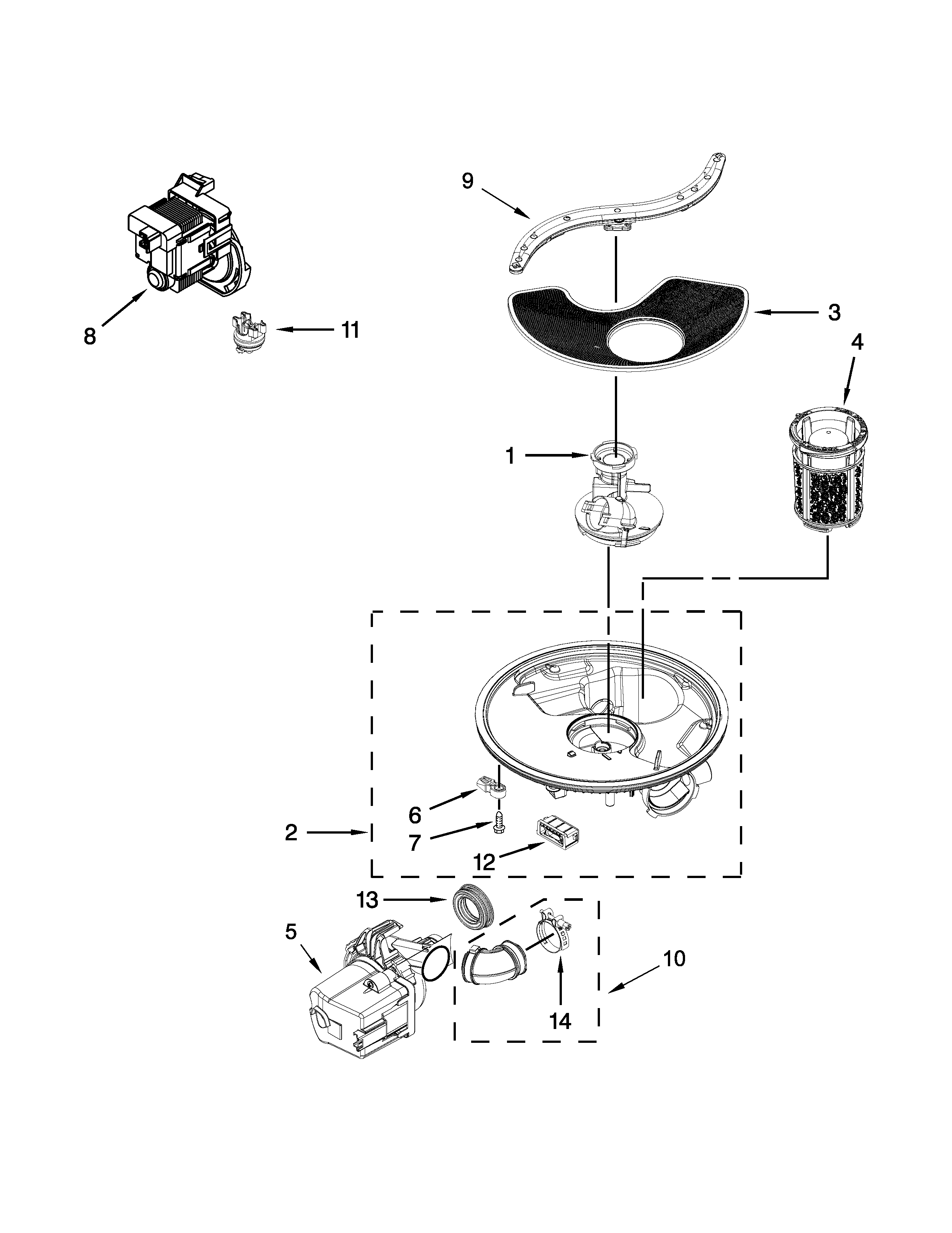 PUMP, WASHARM AND MOTOR PARTS