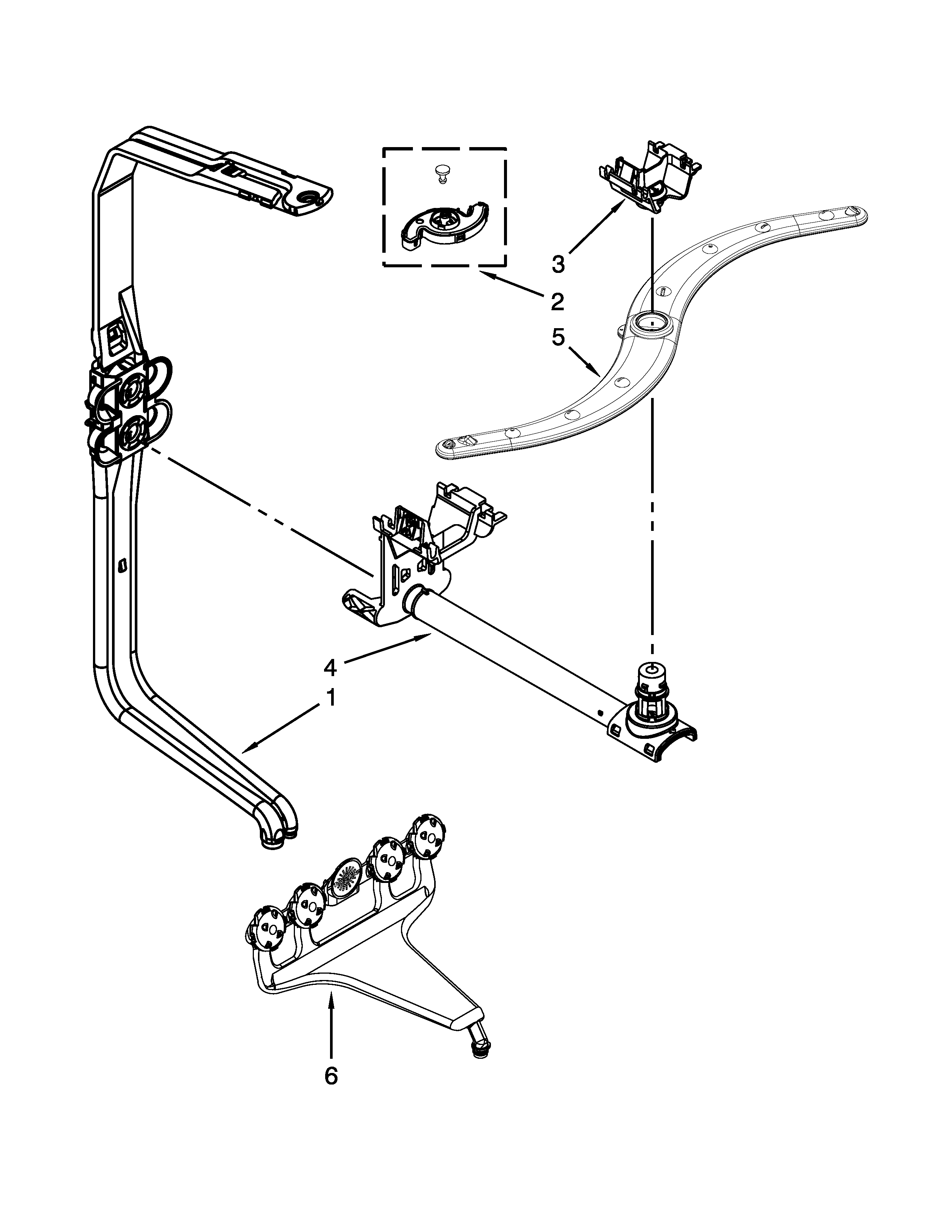 Upper wash and rinse parts