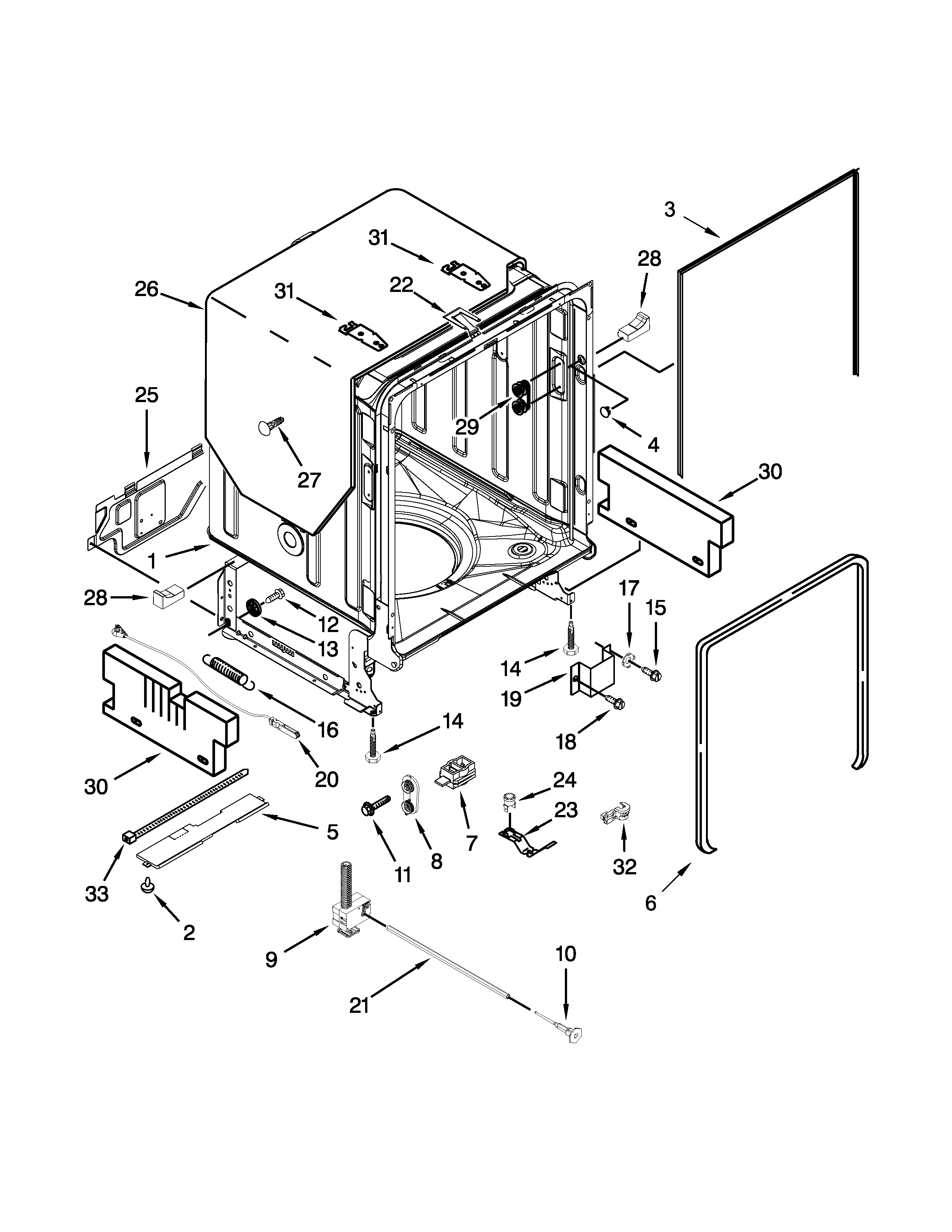 Tub and frame parts