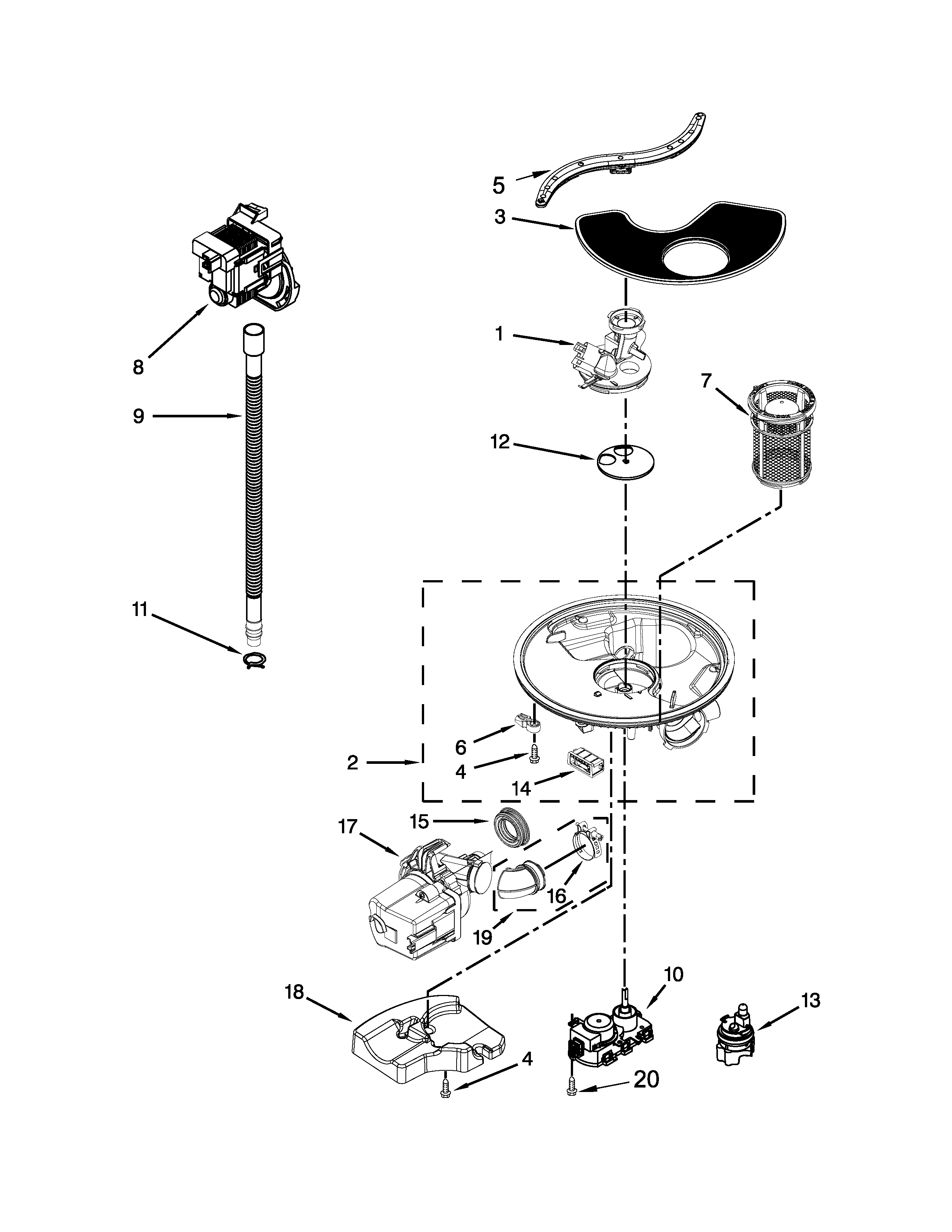 PUMP, WASHARM AND MOTOR PARTS