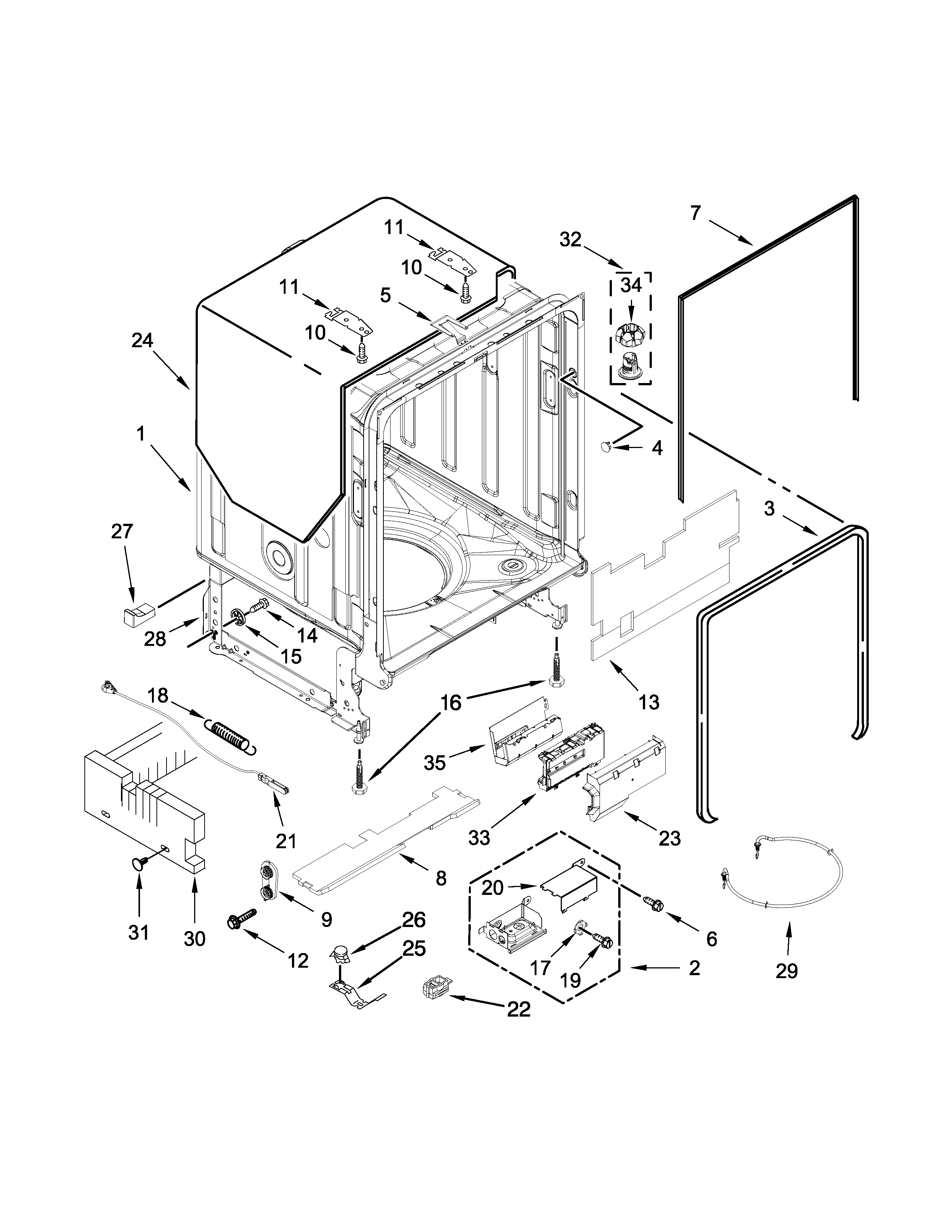 Tub and frame parts