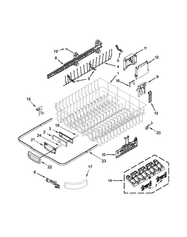 Upper rack and track parts