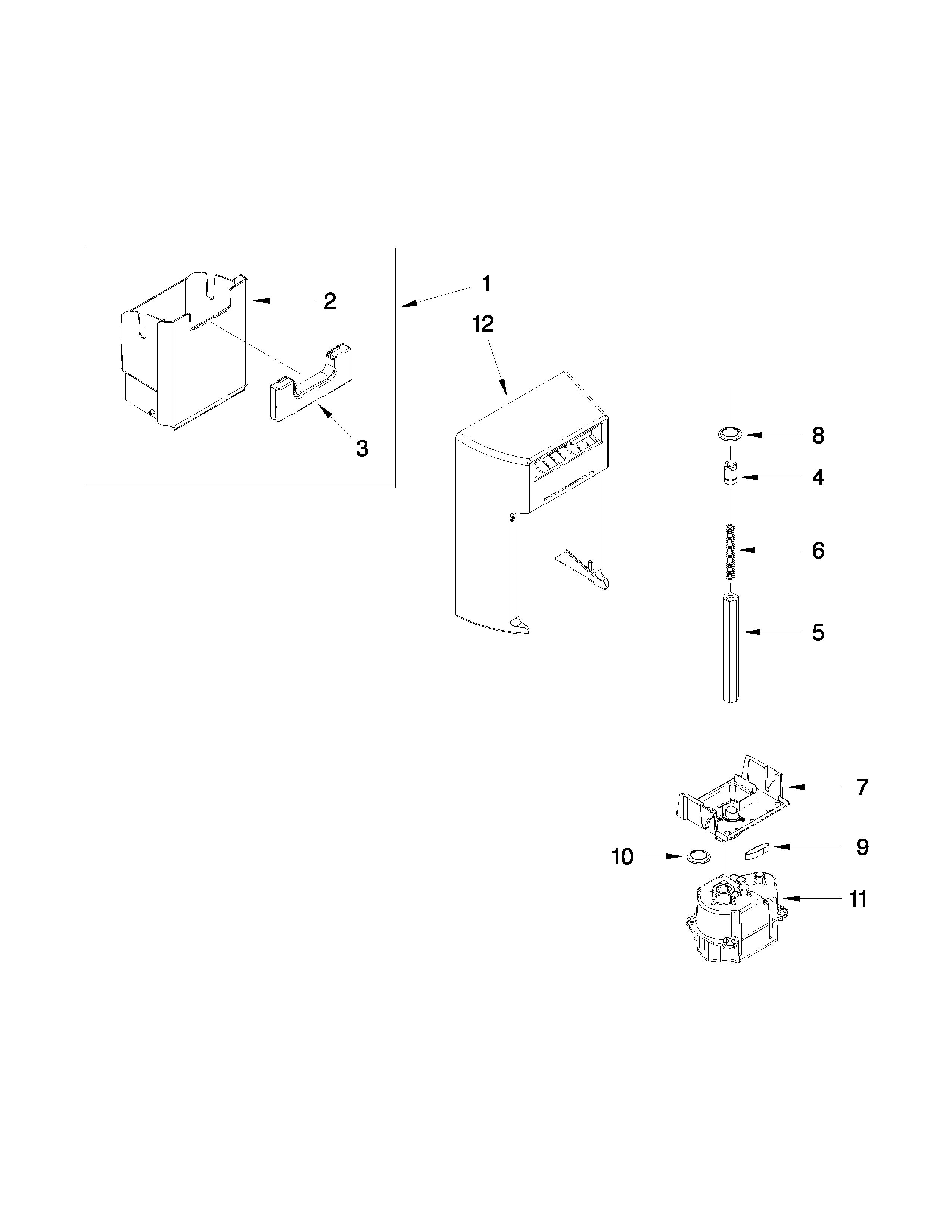 Motor and ice container parts