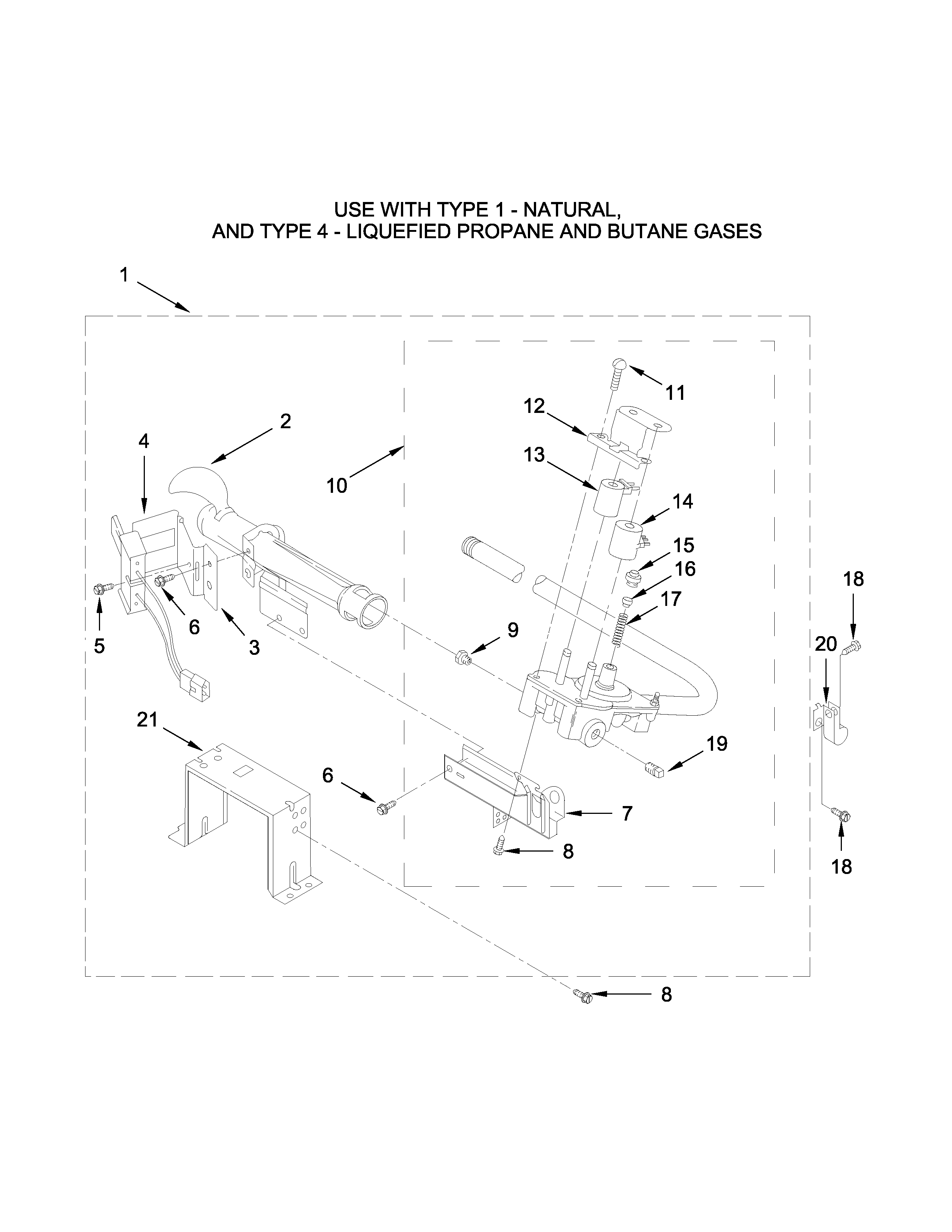 W10608838 BURNER ASSEMBLY PARTS