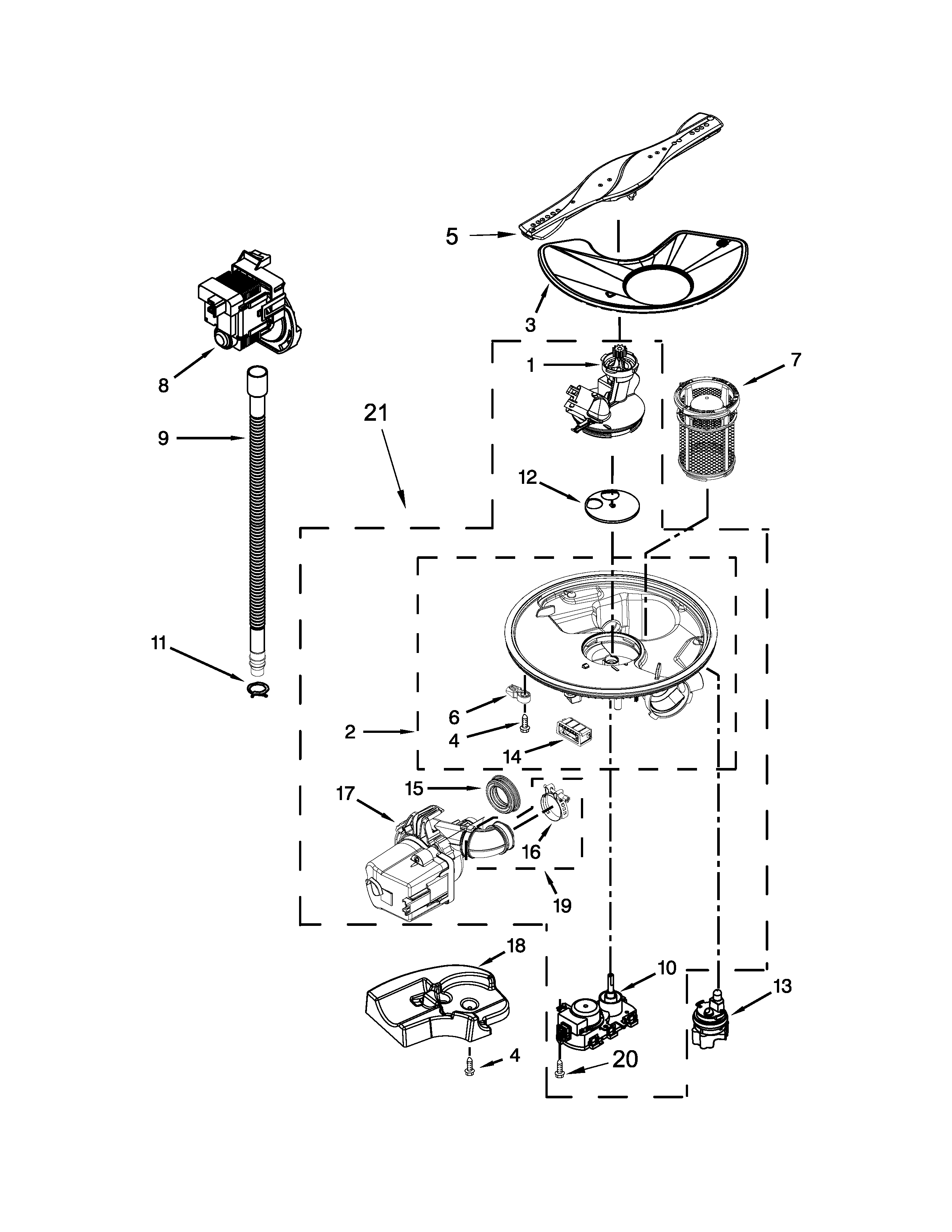 PUMP, WASHARM AND MOTOR PARTS