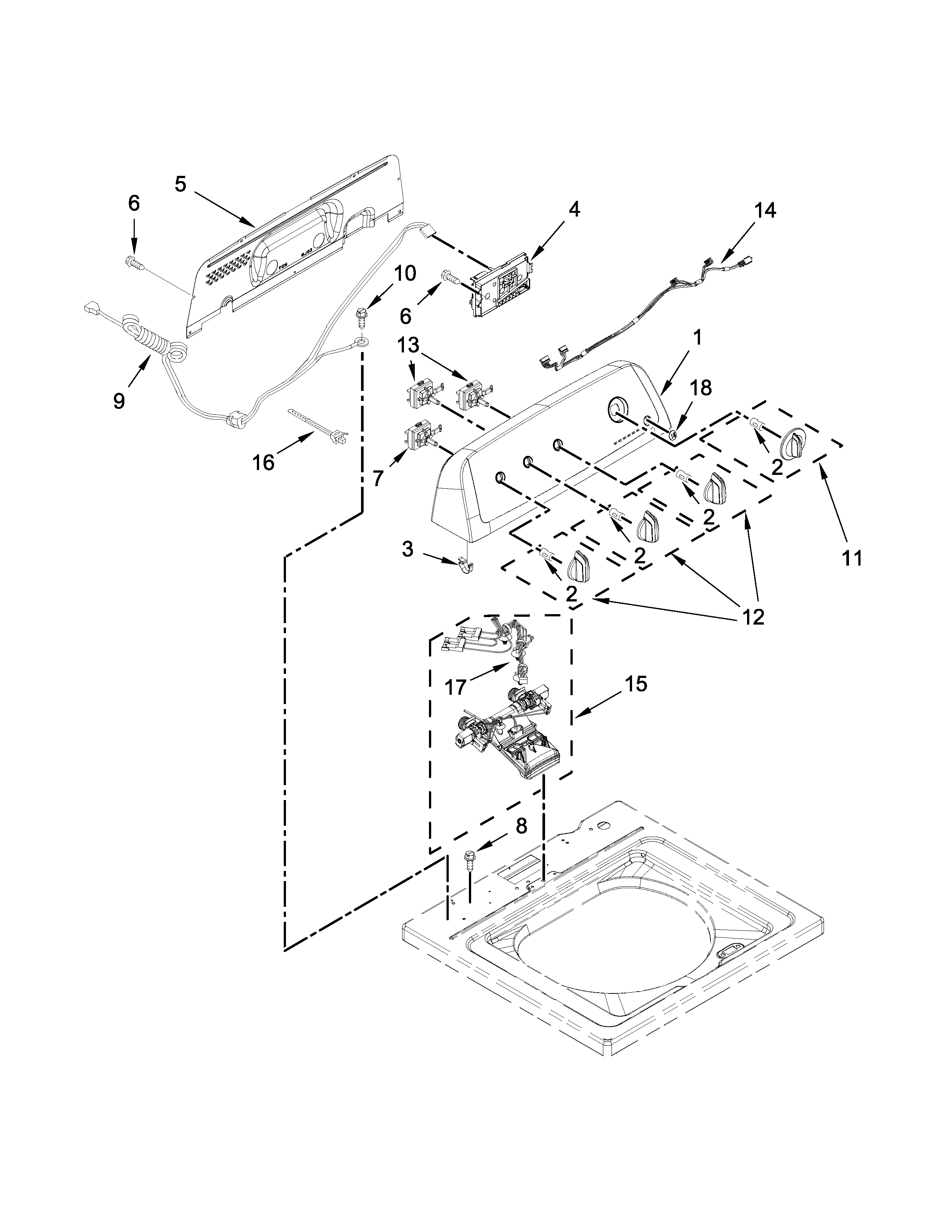 Controls and water inlet parts