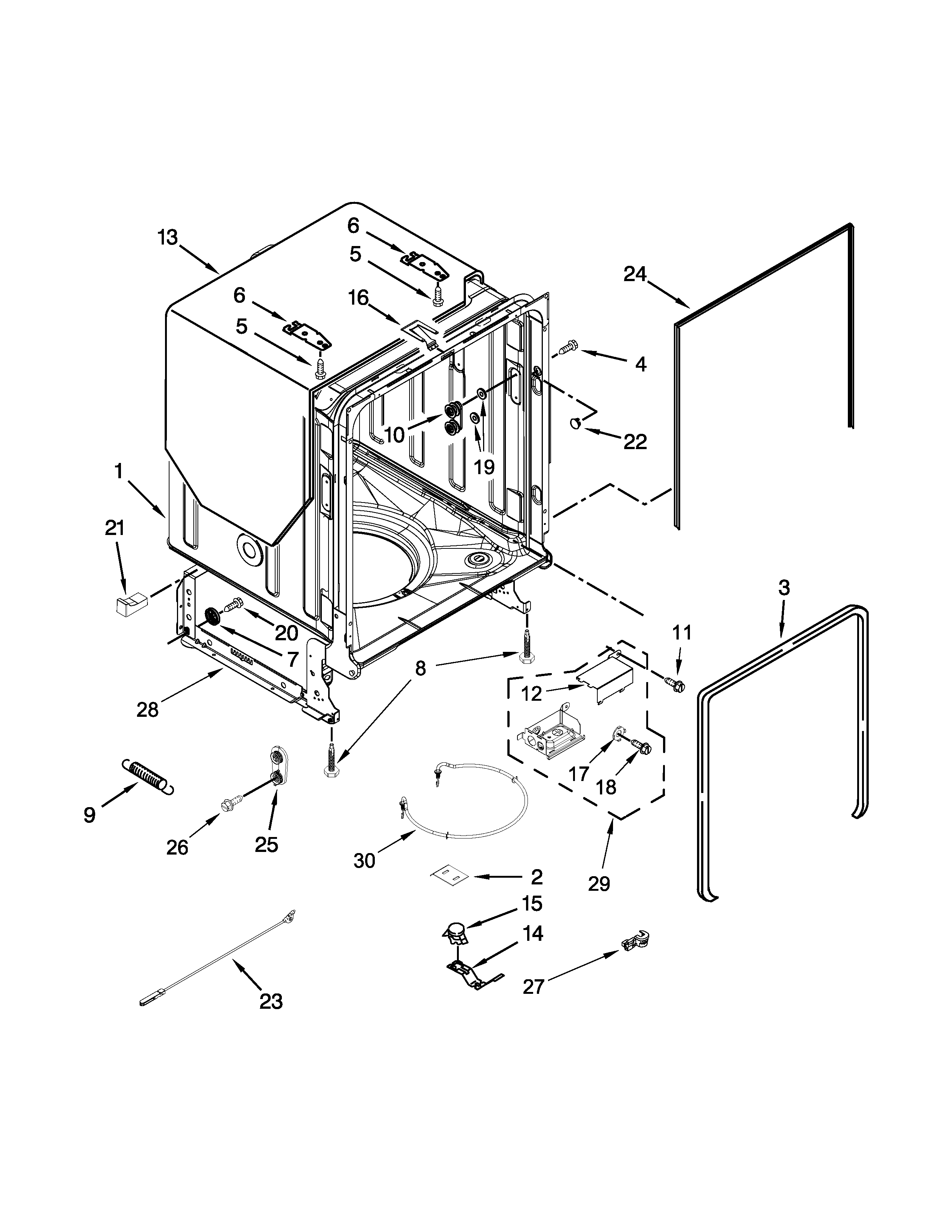 TUB AND FRAME PARTS