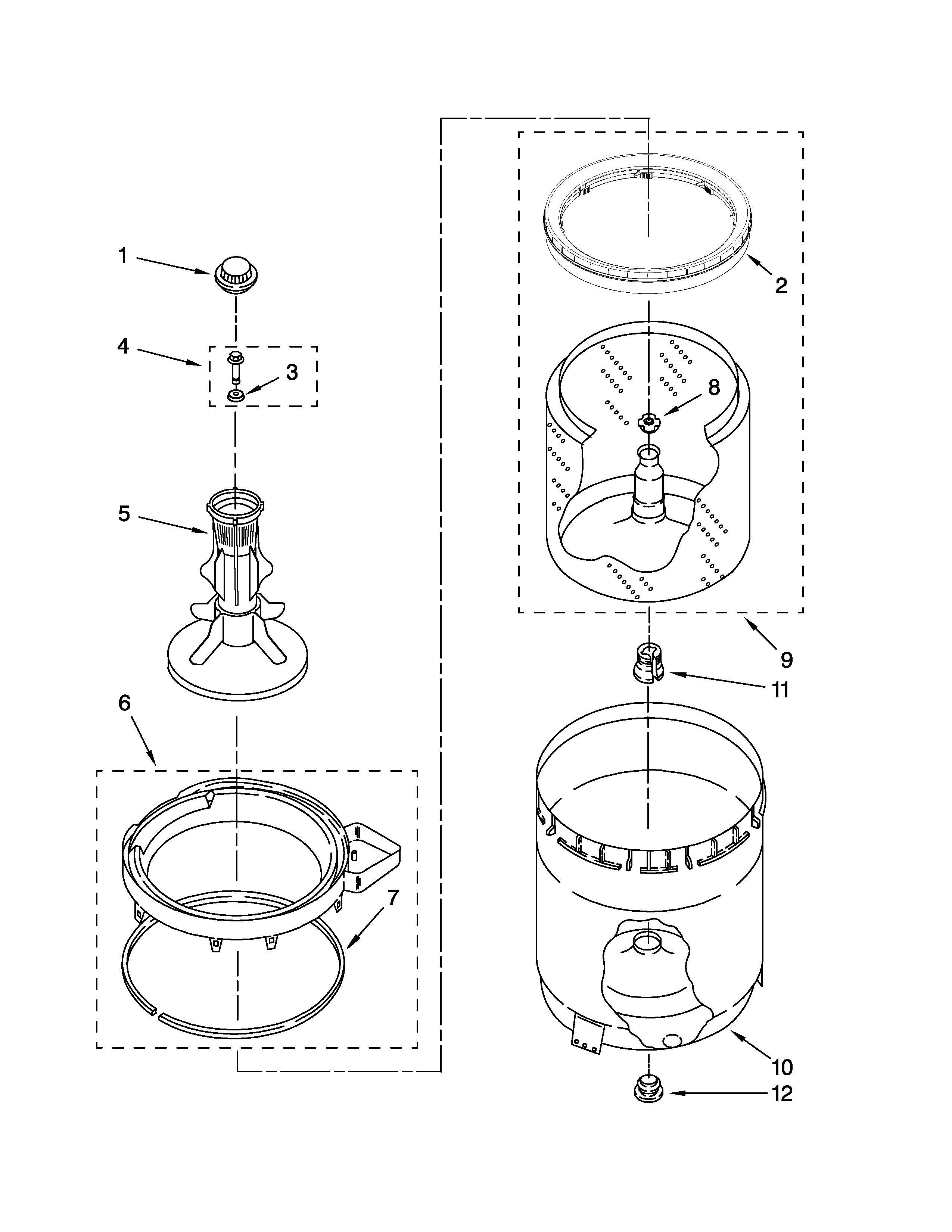 Agitator, basket and tub parts