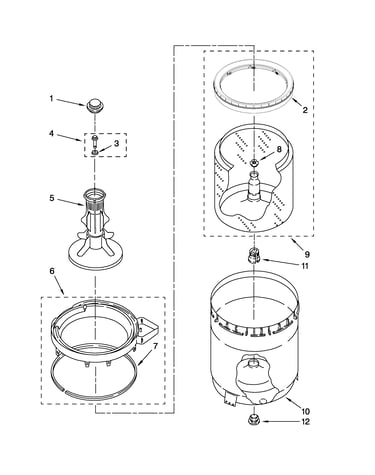 Agitator, basket and tub parts