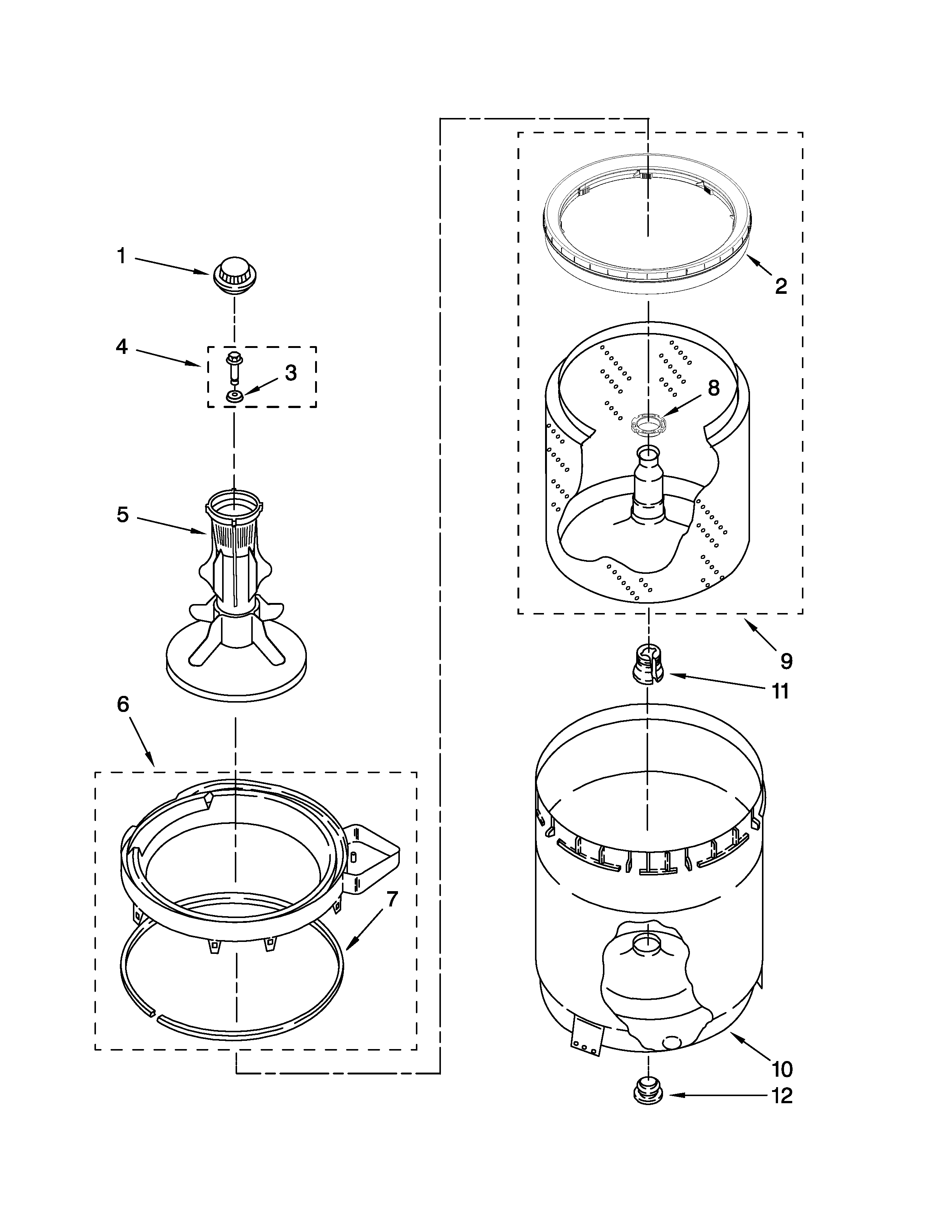 Agitator, basket and tub parts