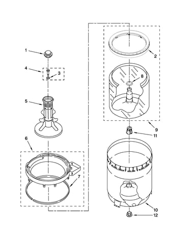 Agitator, basket and tub parts
