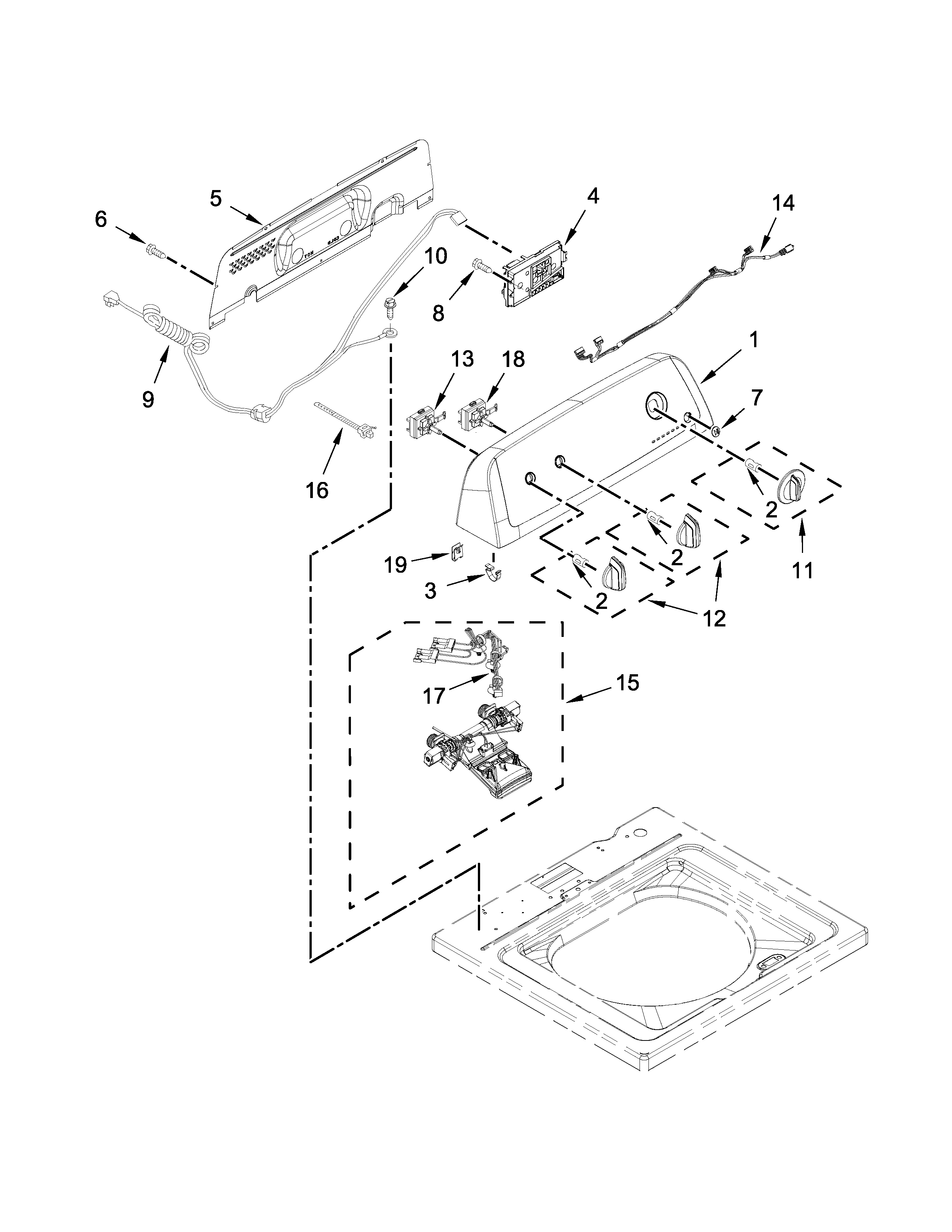 Controls and water inlet parts