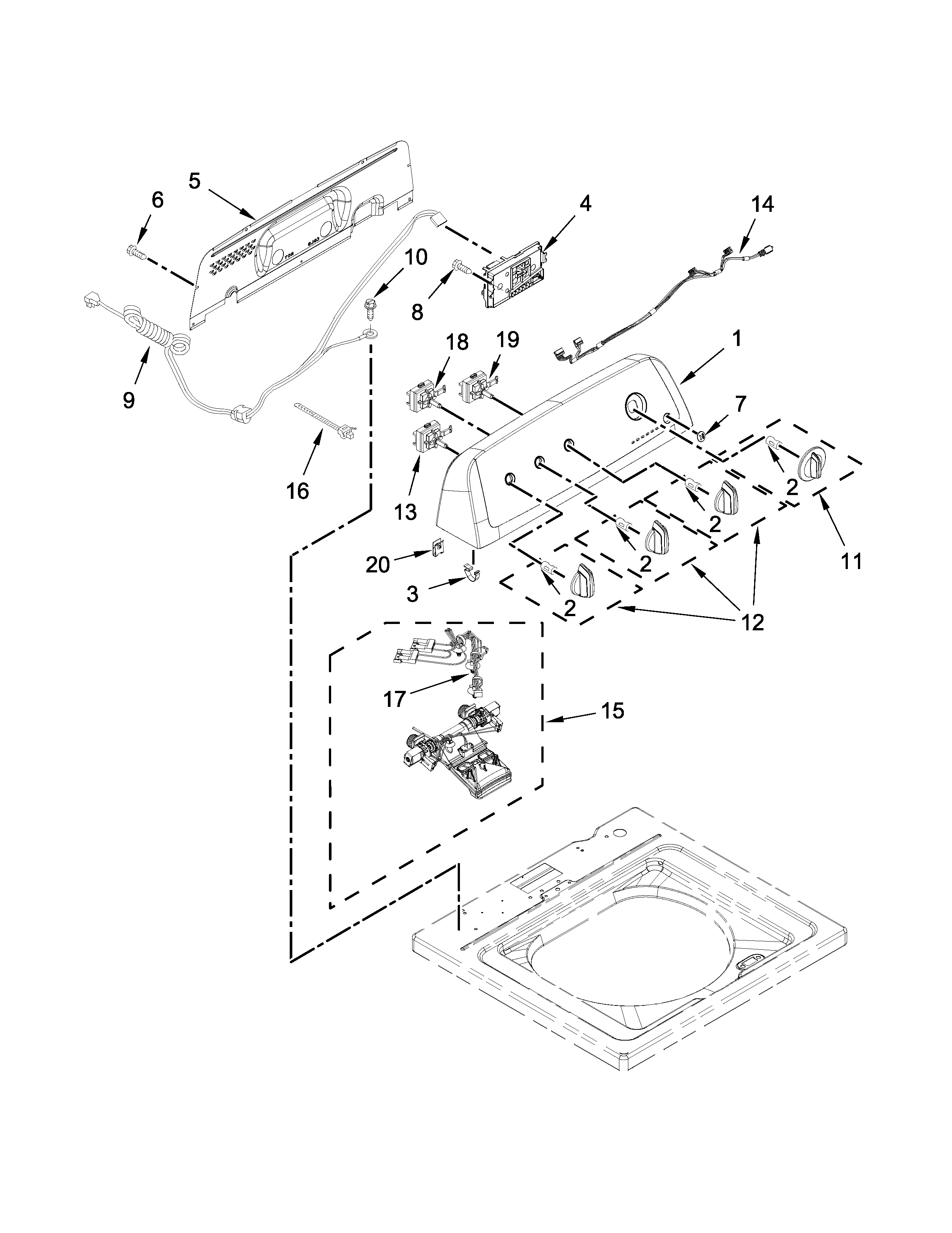 Controls and water inlet parts