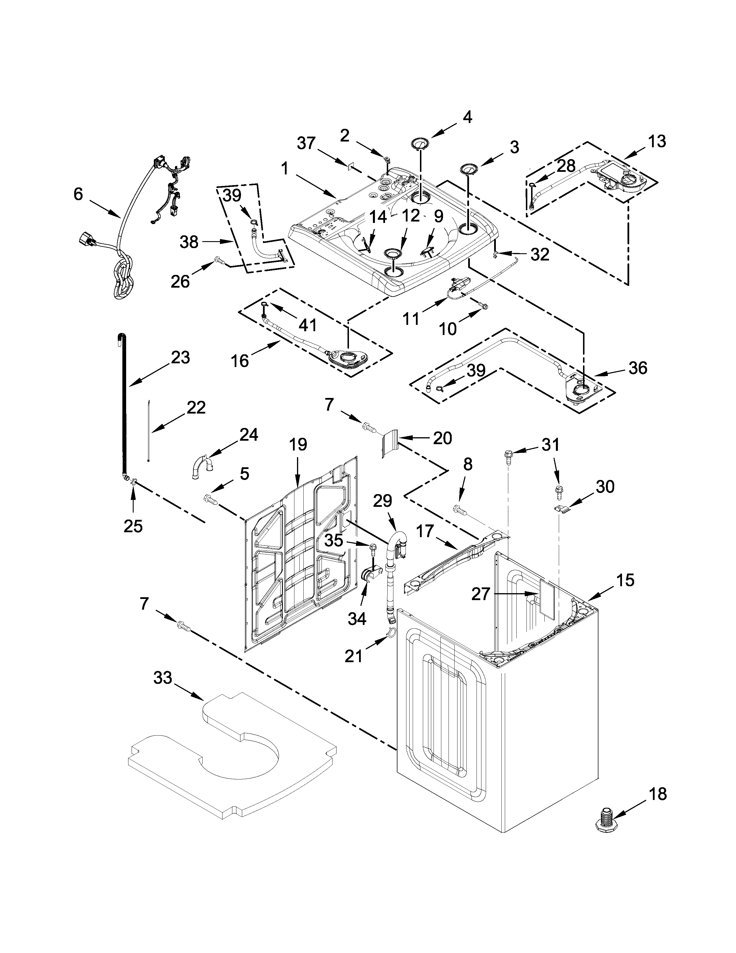 Top and cabinet parts