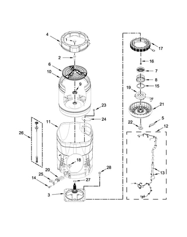 Motor, basket and tub parts