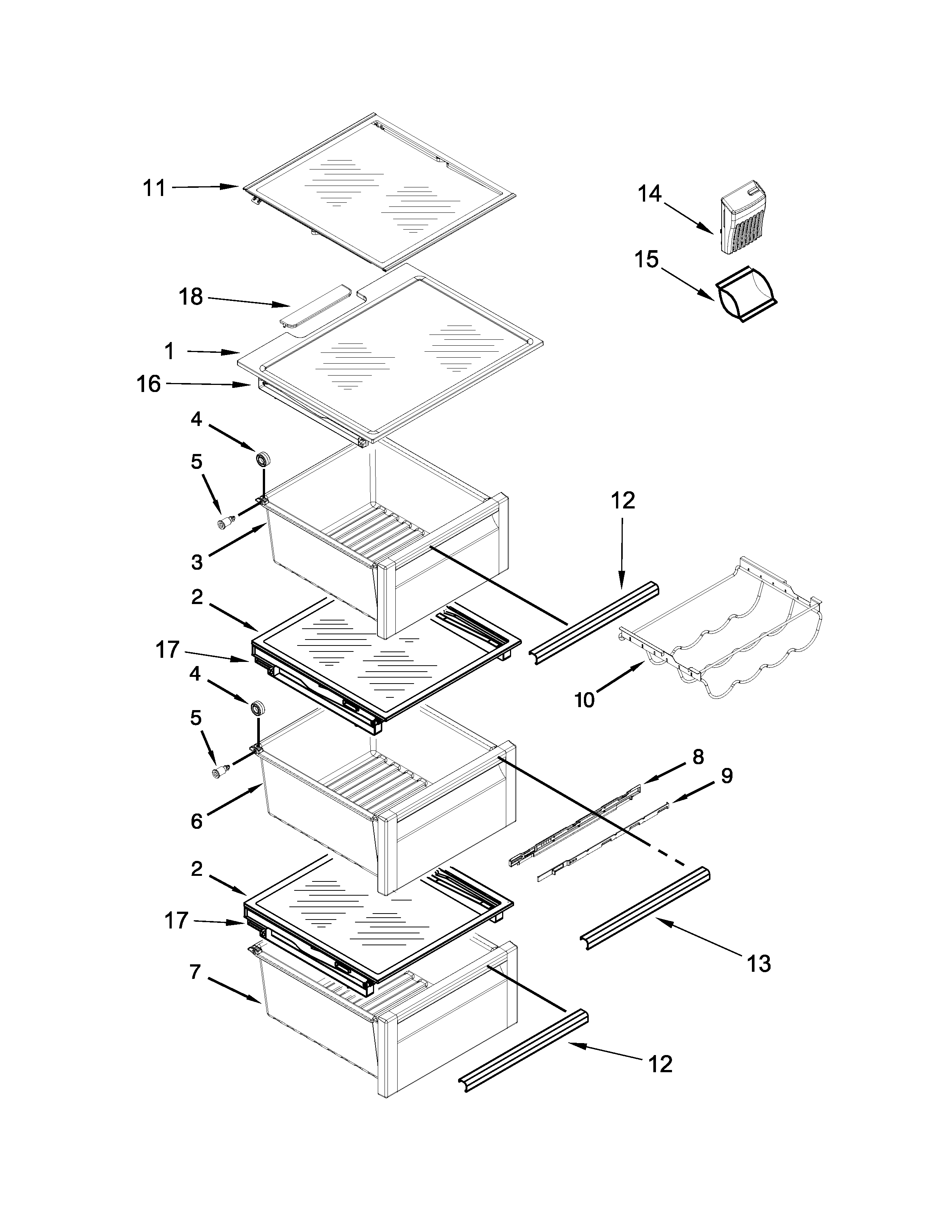 Refrigerator shelf parts