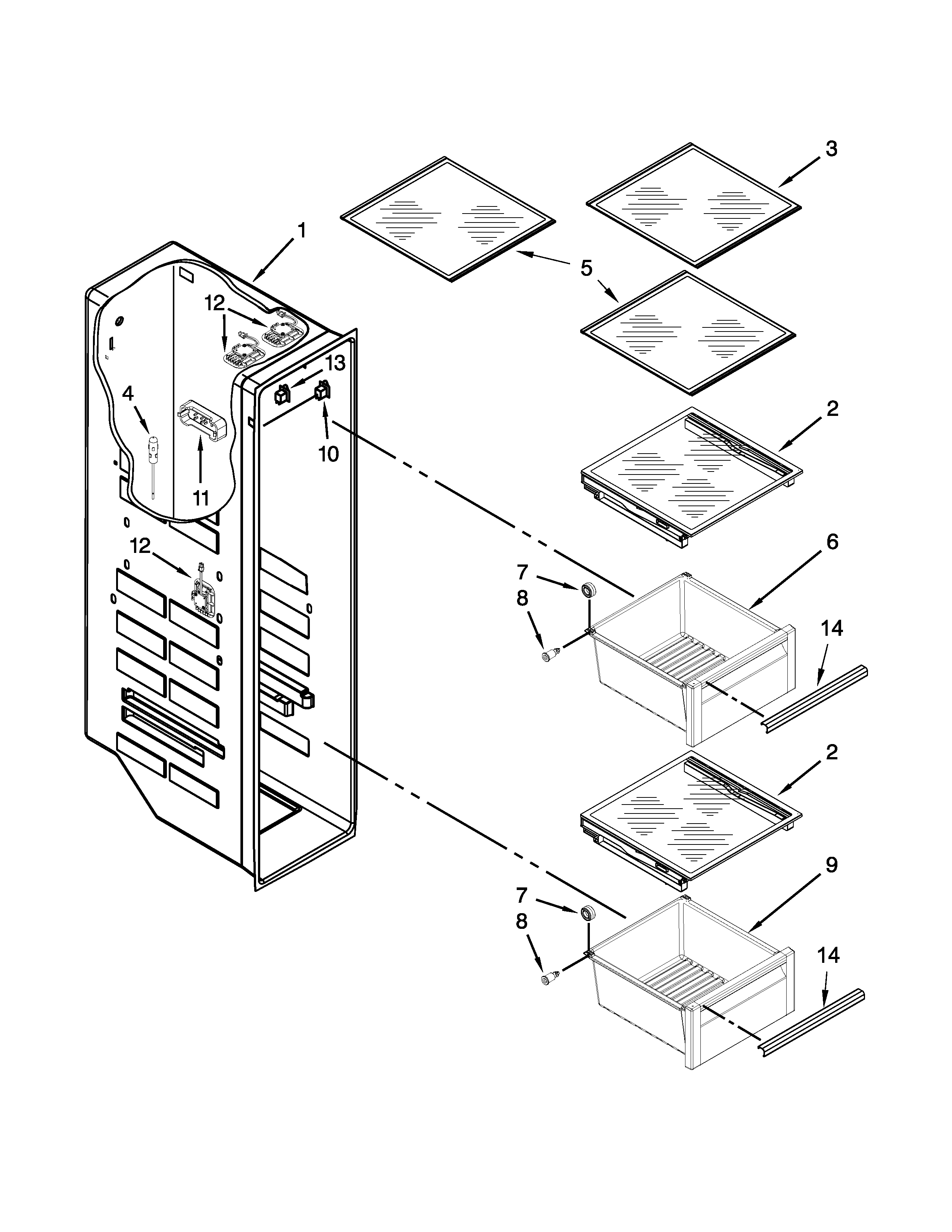 Freezer liner parts