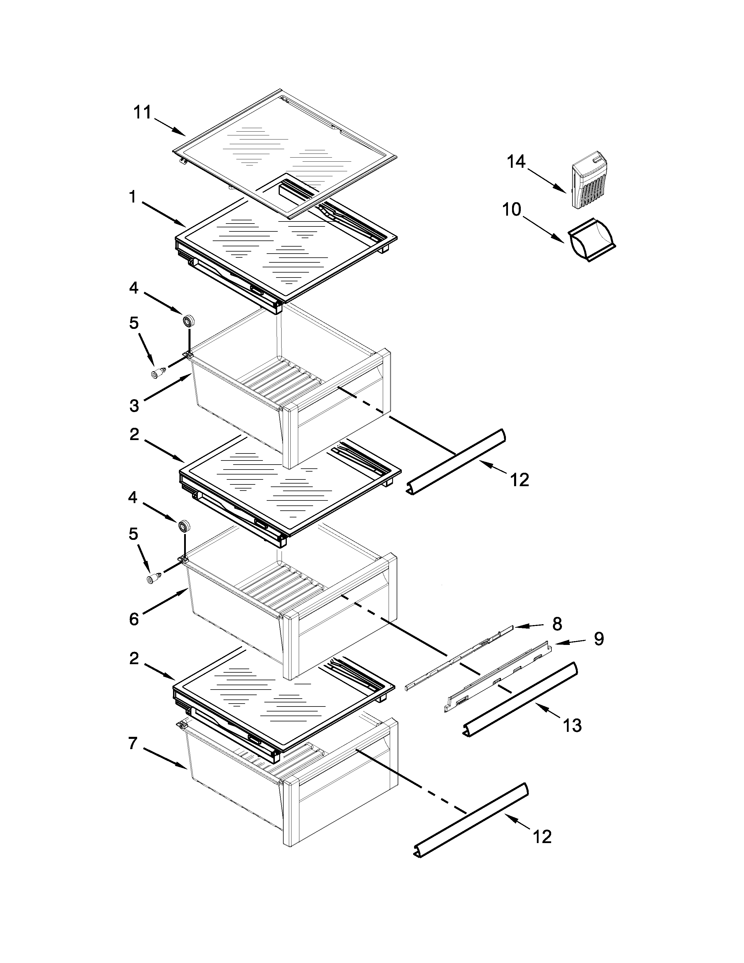Refrigerator shelf parts