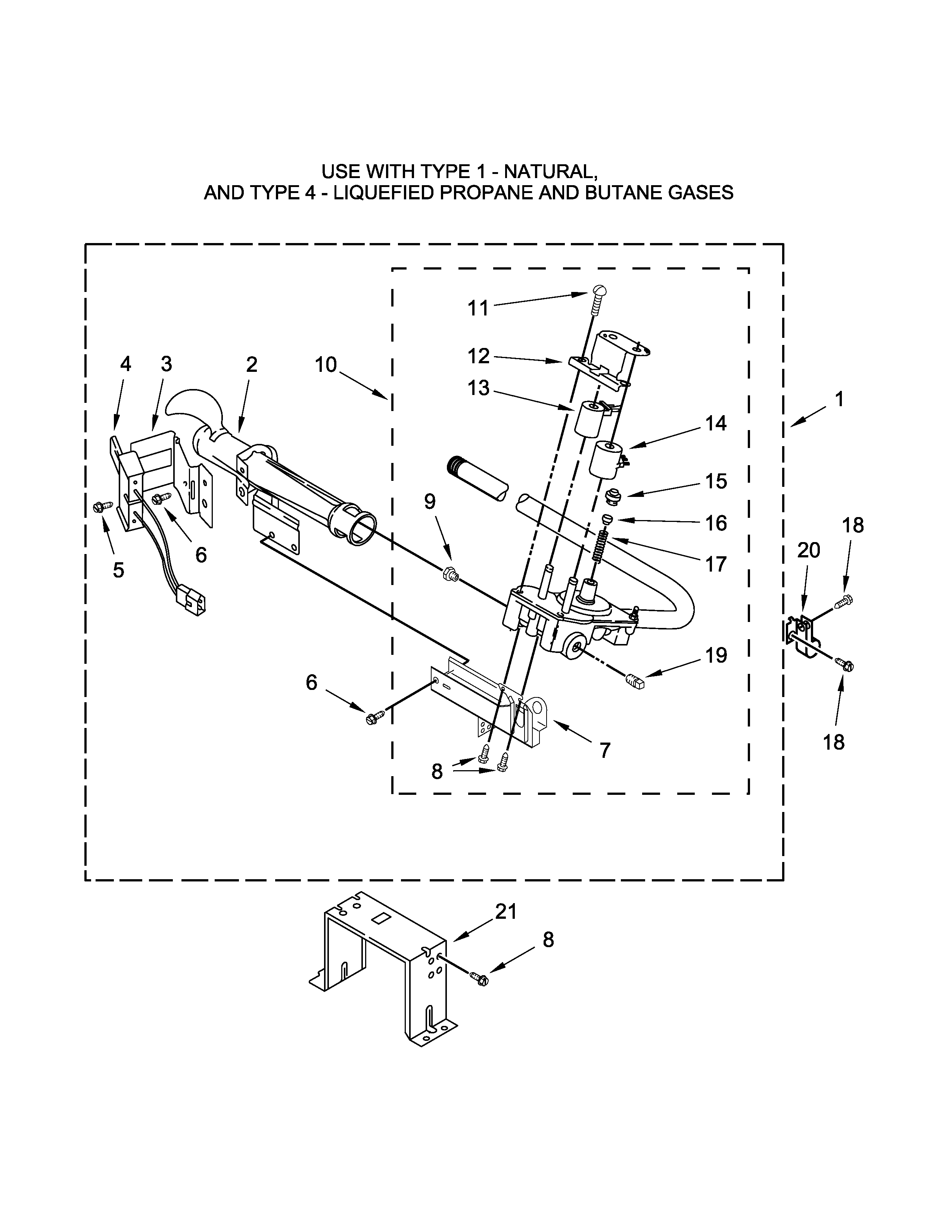 W10608838 BURNER ASSEMBLY PARTS