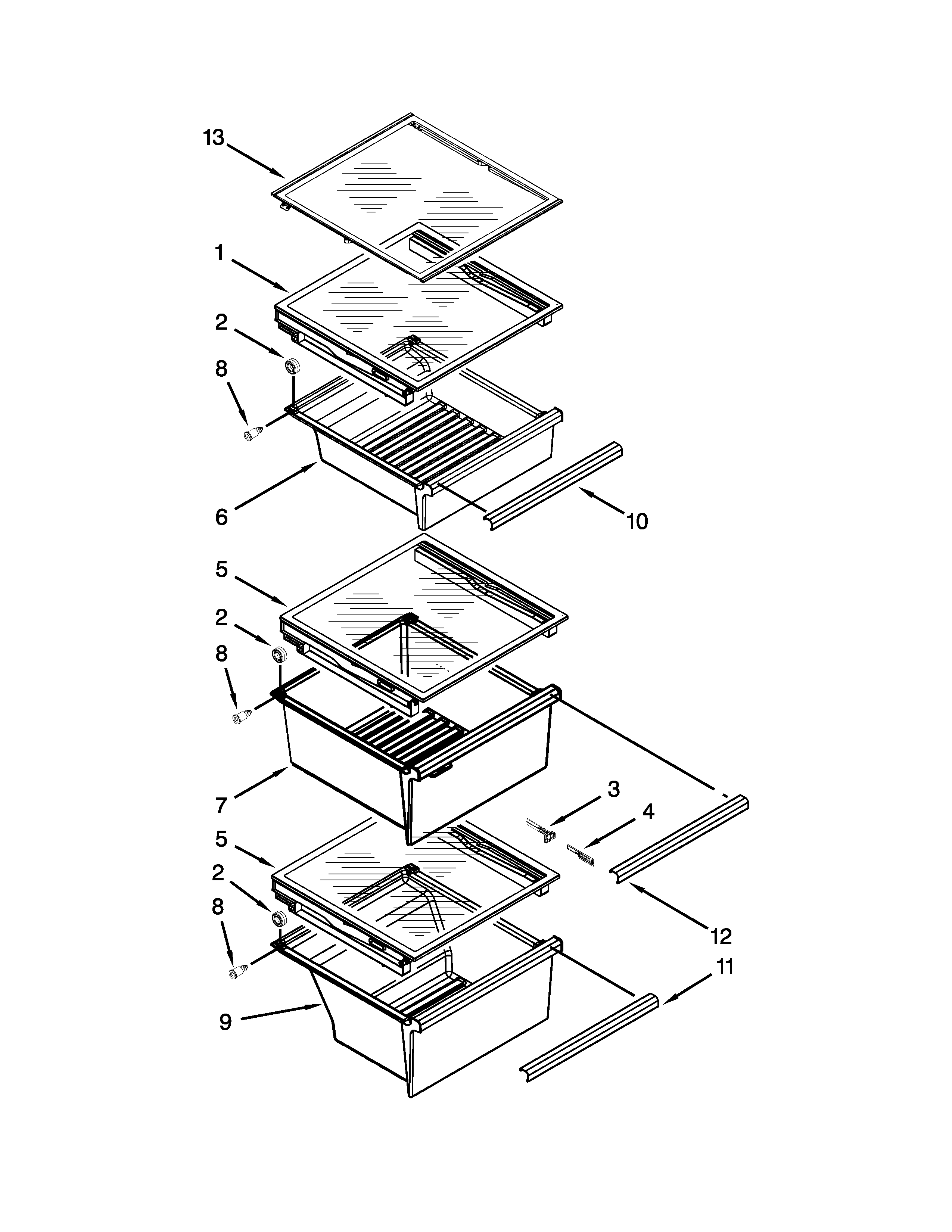 Refrigerator shelf parts
