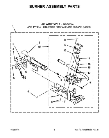 Burner assembly parts