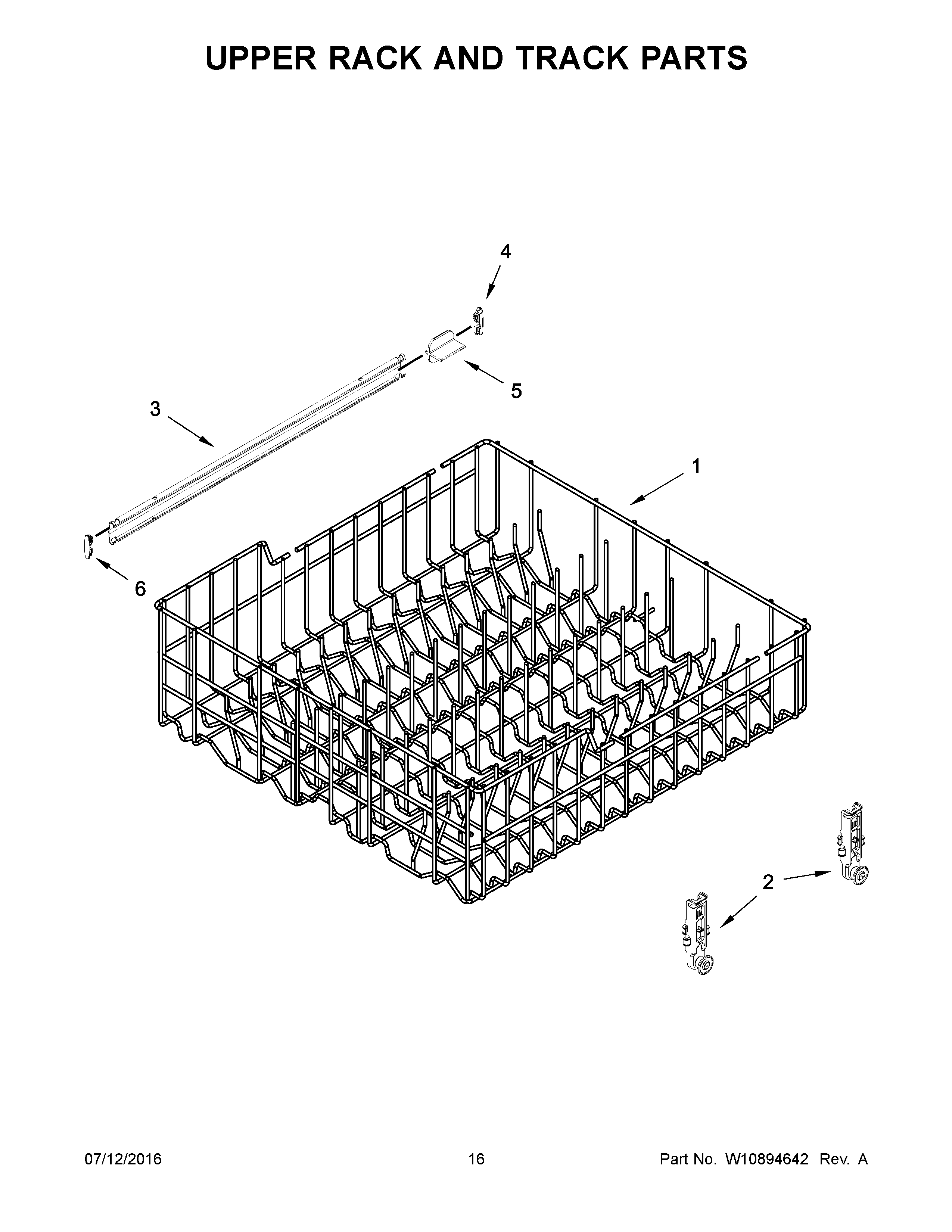 Upper rack and track parts