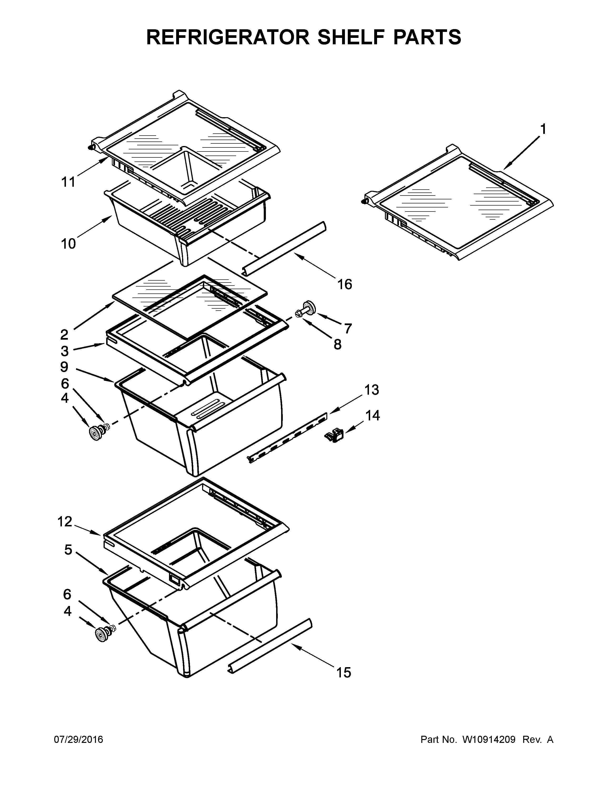 Refrigerator shelf parts