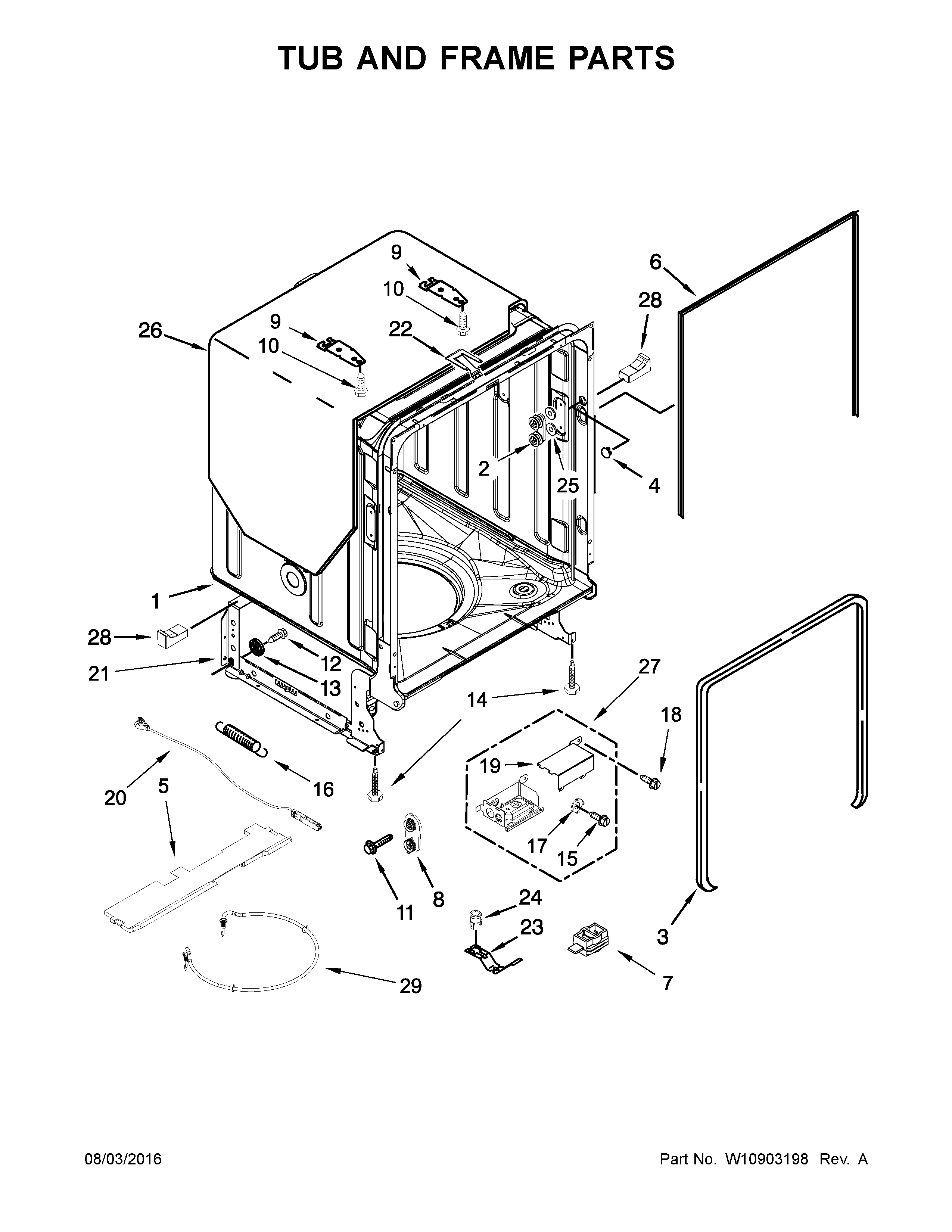 Tub and frame parts