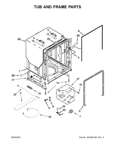 Tub and frame parts