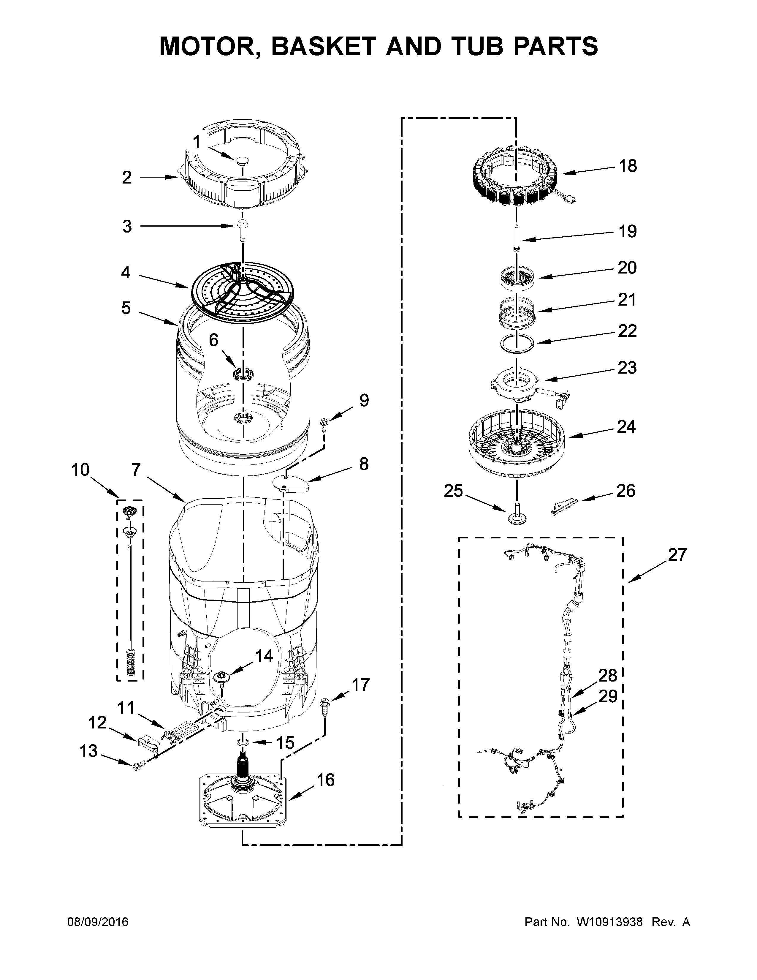 MOTOR, BASKET AND TUB PARTS