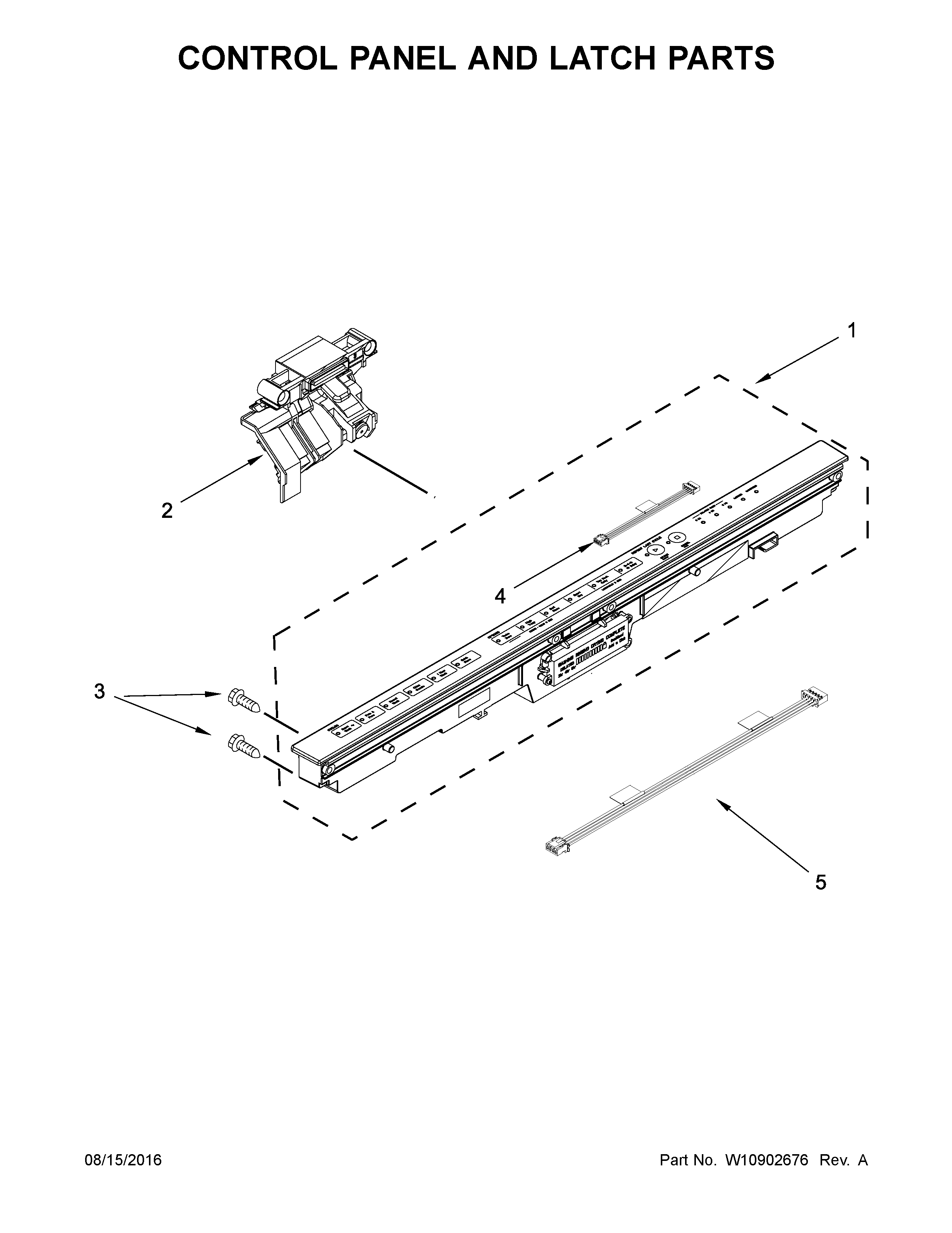 Control panel and latch parts